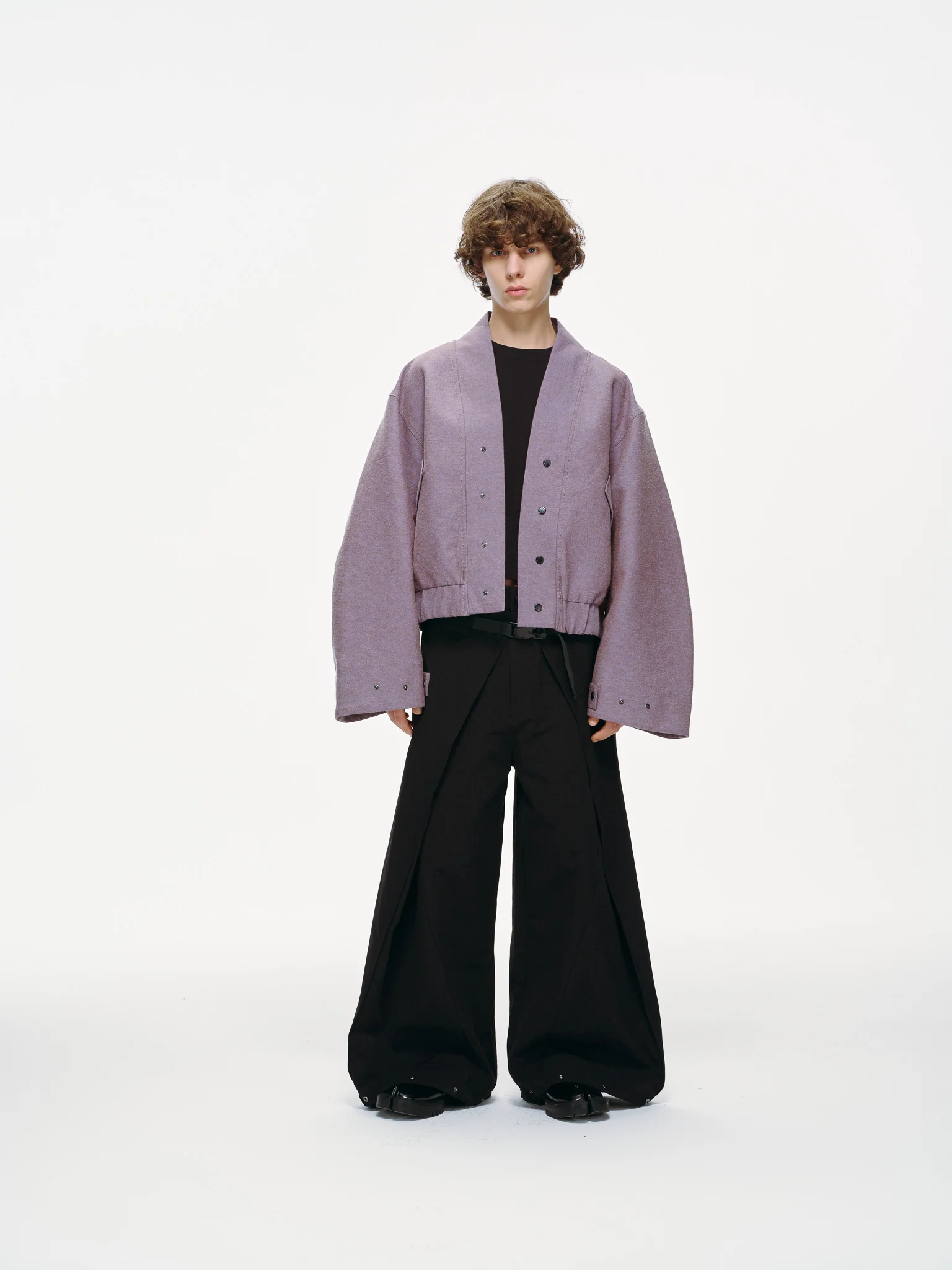 Haori-Inspired Bomber Jacket - Lilac - Image 4