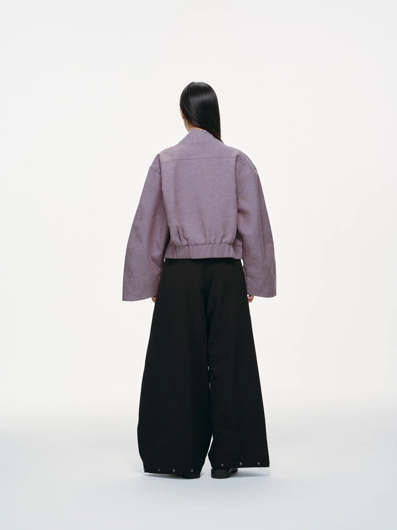 Haori-Inspired Bomber Jacket - Lilac - Image 6