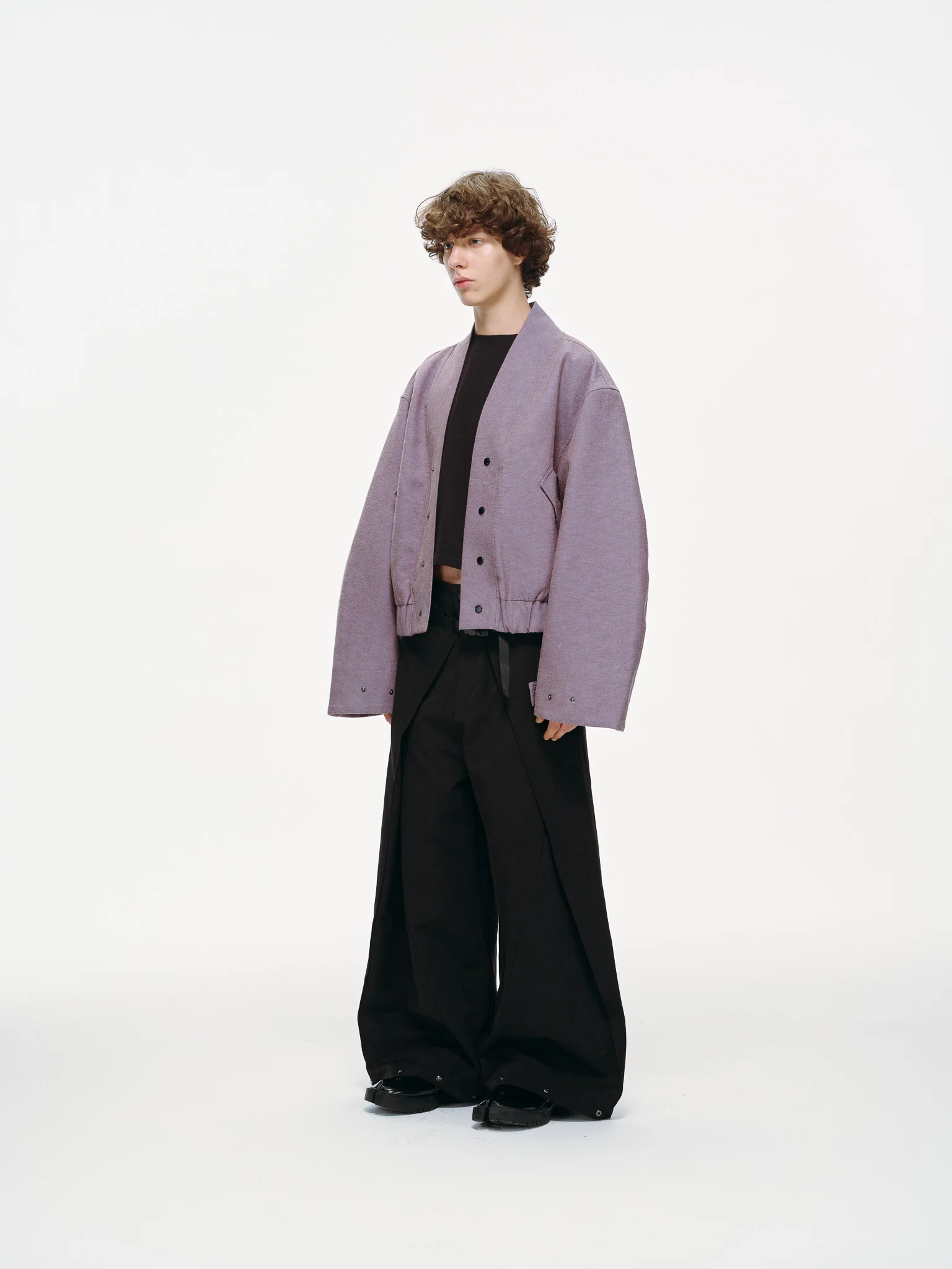 Haori-Inspired Bomber Jacket - Lilac - Image 9