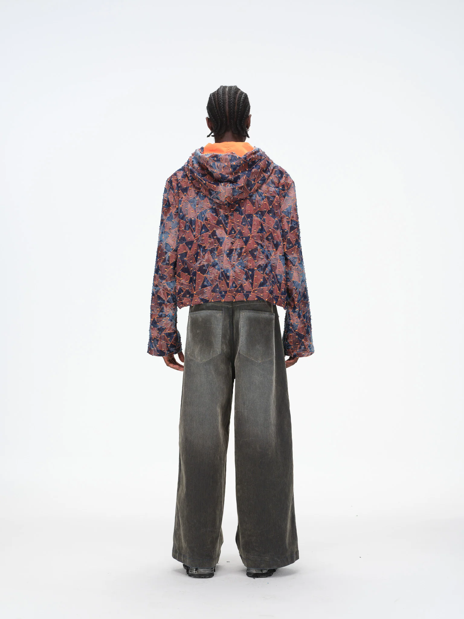 Abstract Triangle Hooded Jacket - Burnt Orange - Image 11