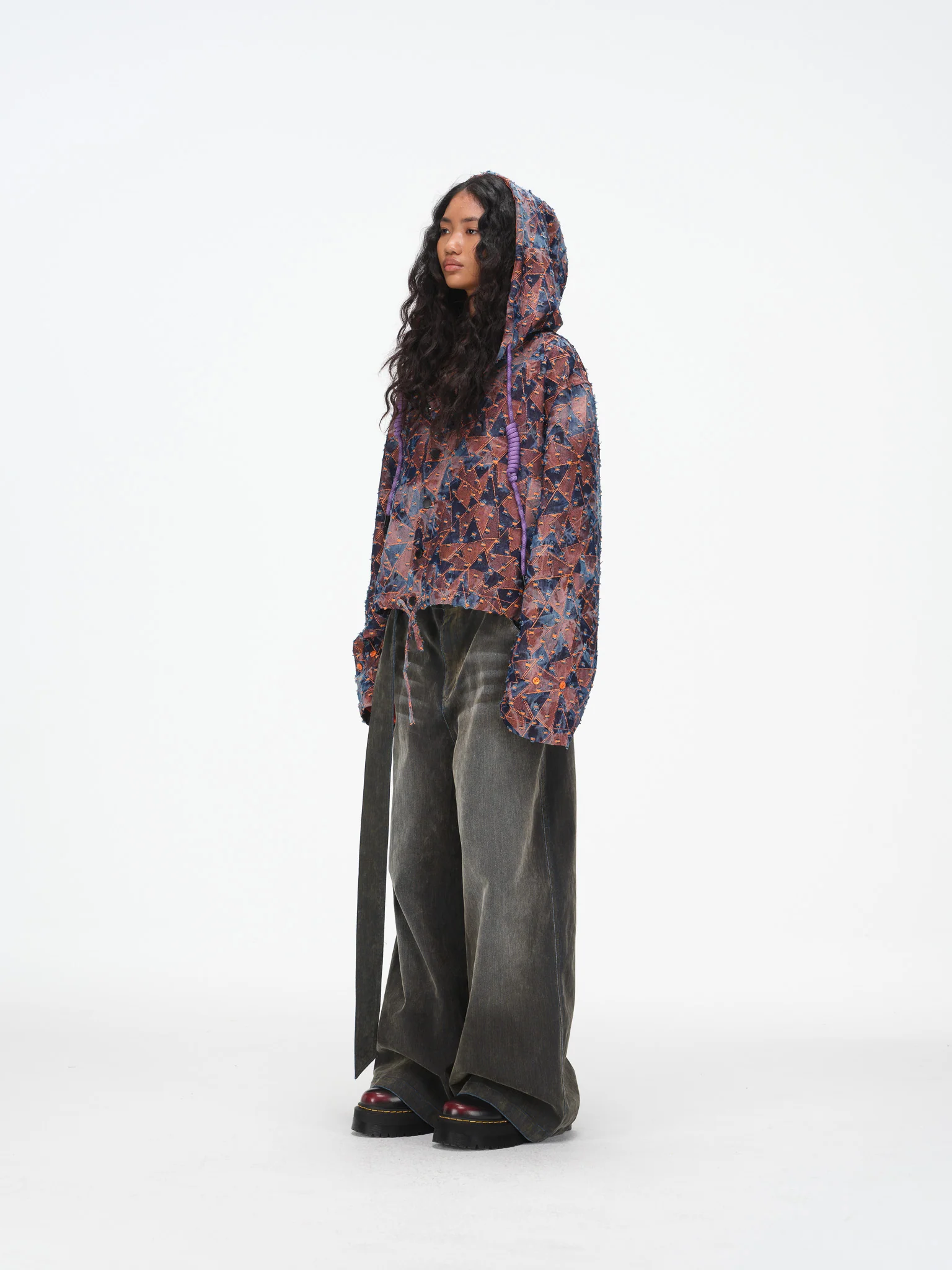 Abstract Triangle Hooded Jacket - Burnt Orange - Image 5