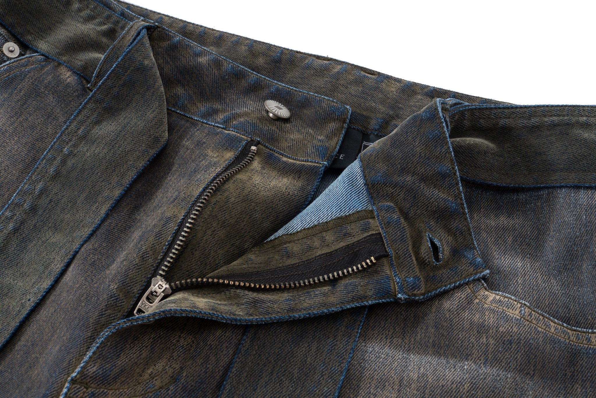 Iridescent Wide Leg Denim Pants with Sash Belt - Charcoal Wash - Image 18