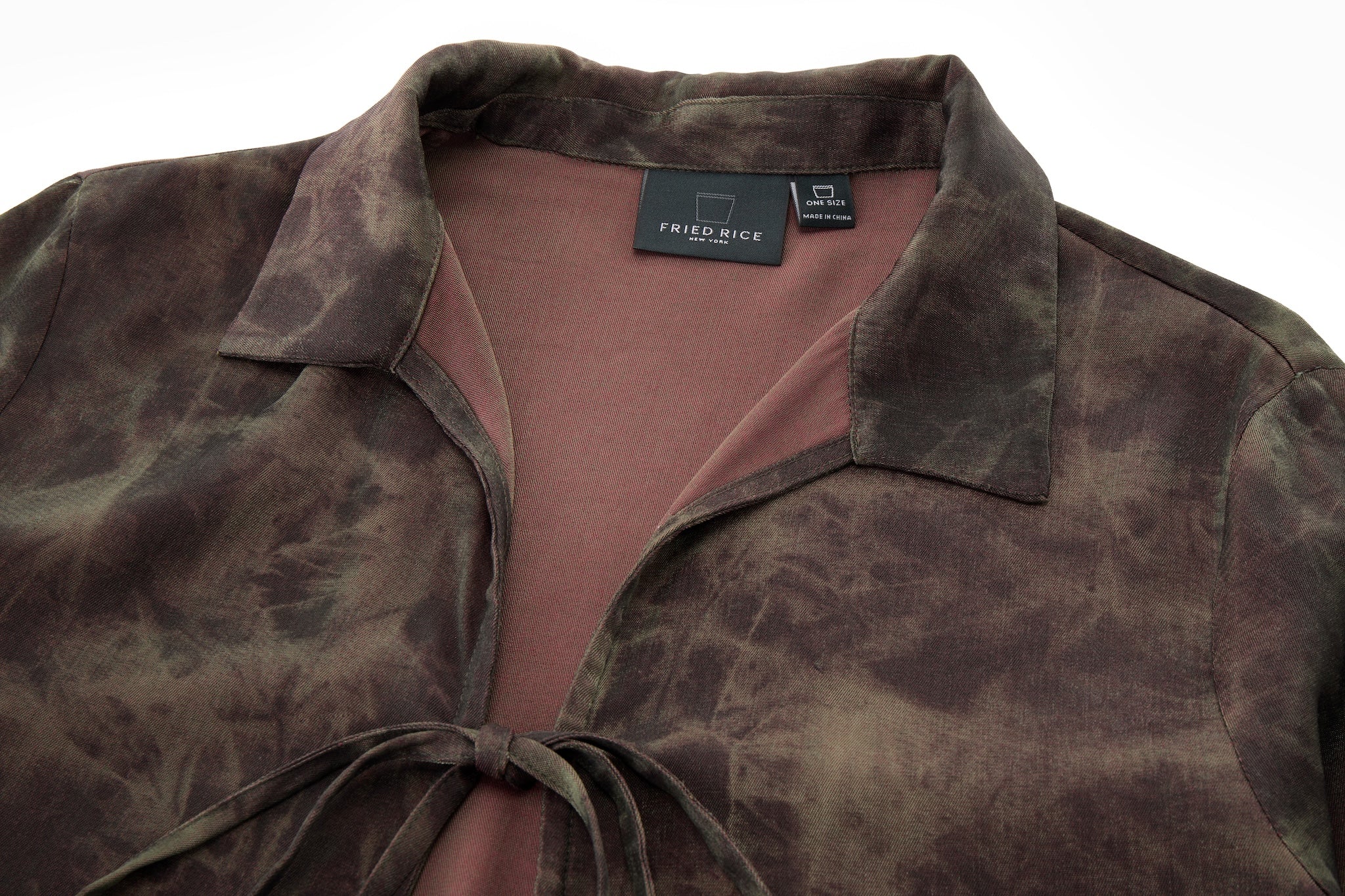 Kiri Tie Front Shirt - Rosewood, Olive Tie-Dye - Image 10