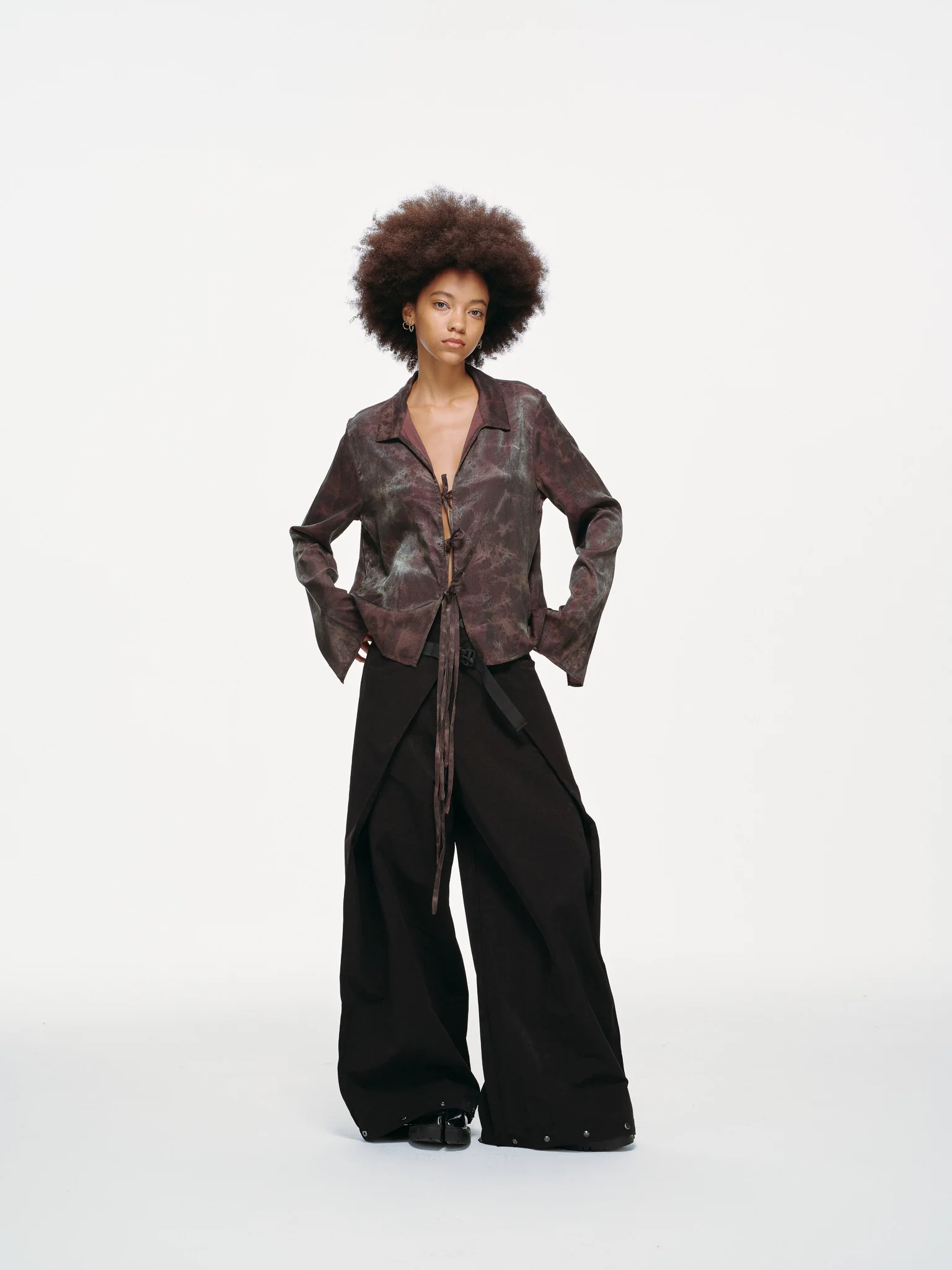 Kiri Tie Front Shirt - Rosewood, Olive Tie-Dye - Image 3