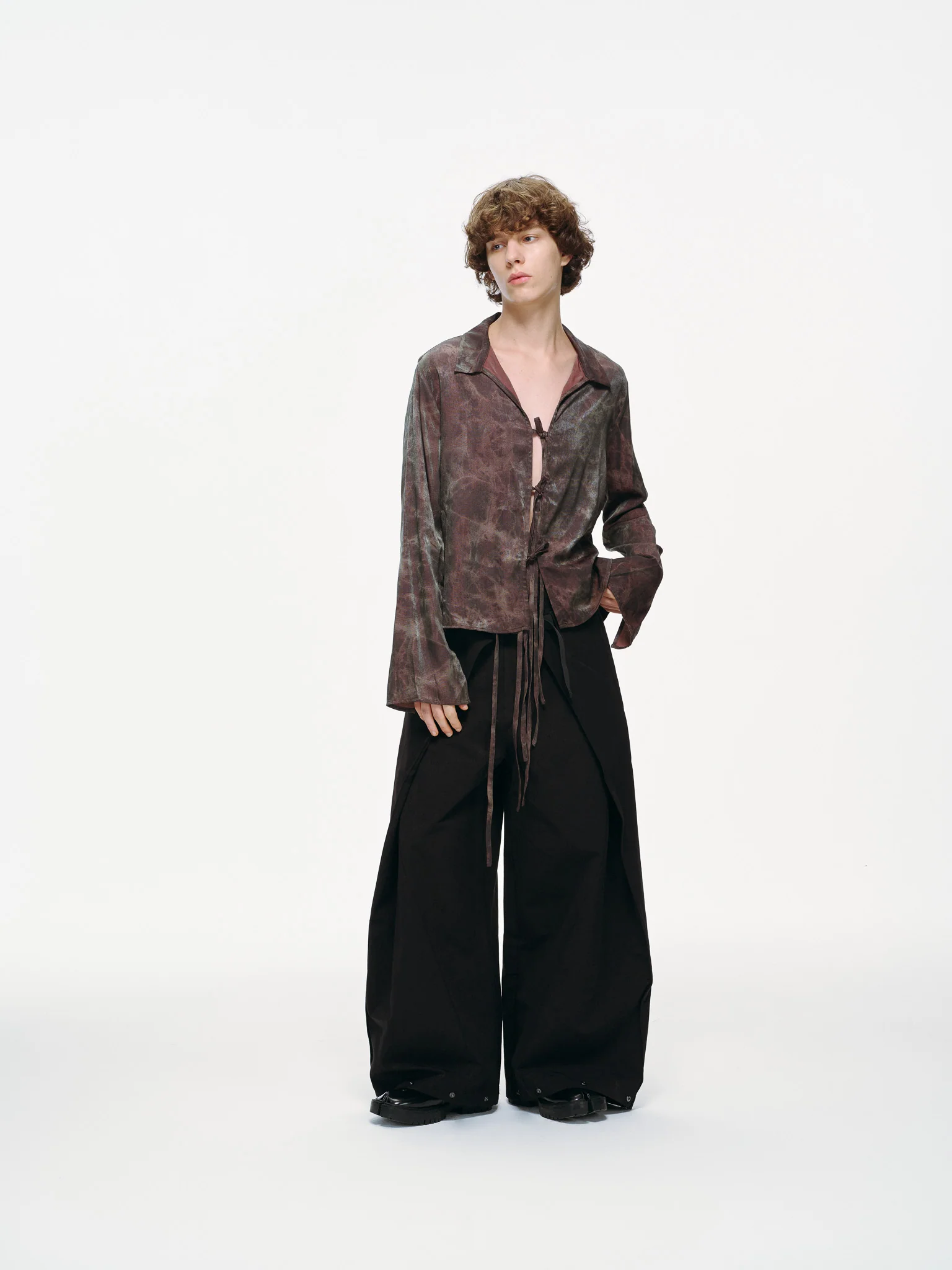 Kiri Tie Front Shirt - Rosewood, Olive Tie-Dye - Image 4