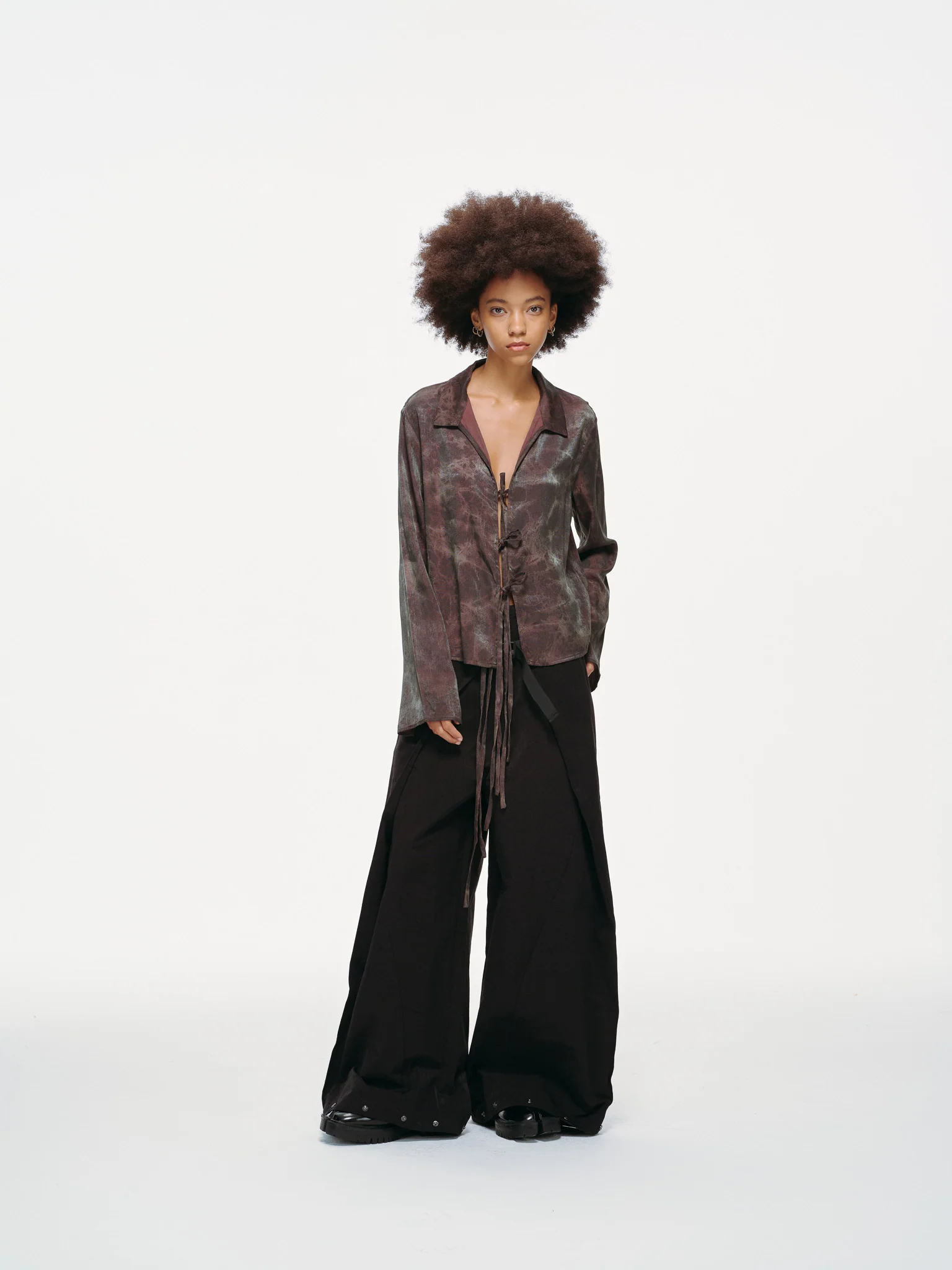 Kiri Tie Front Shirt - Rosewood, Olive Tie-Dye - Image 7