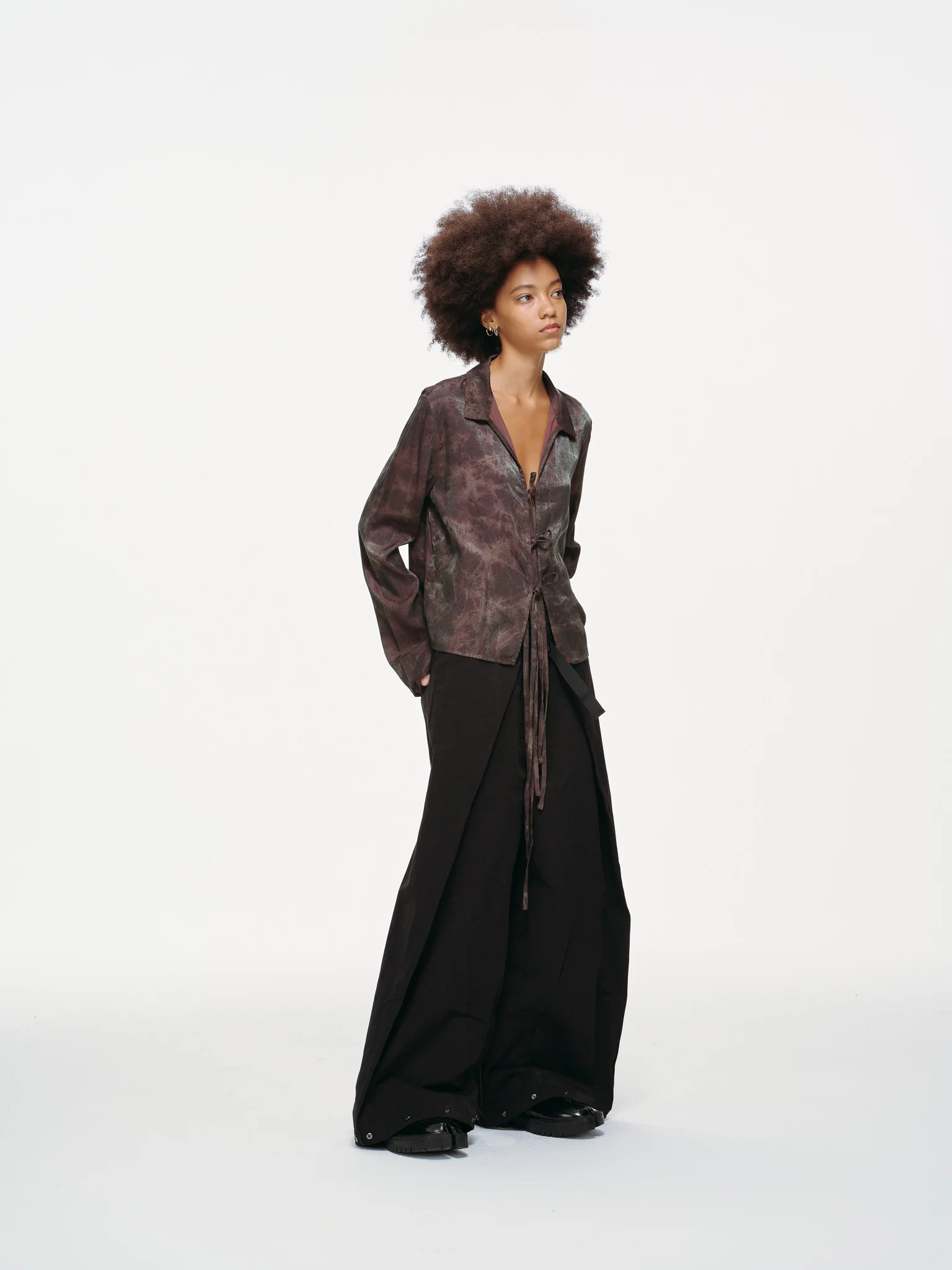 Kiri Tie Front Shirt - Rosewood, Olive Tie-Dye - Image 8