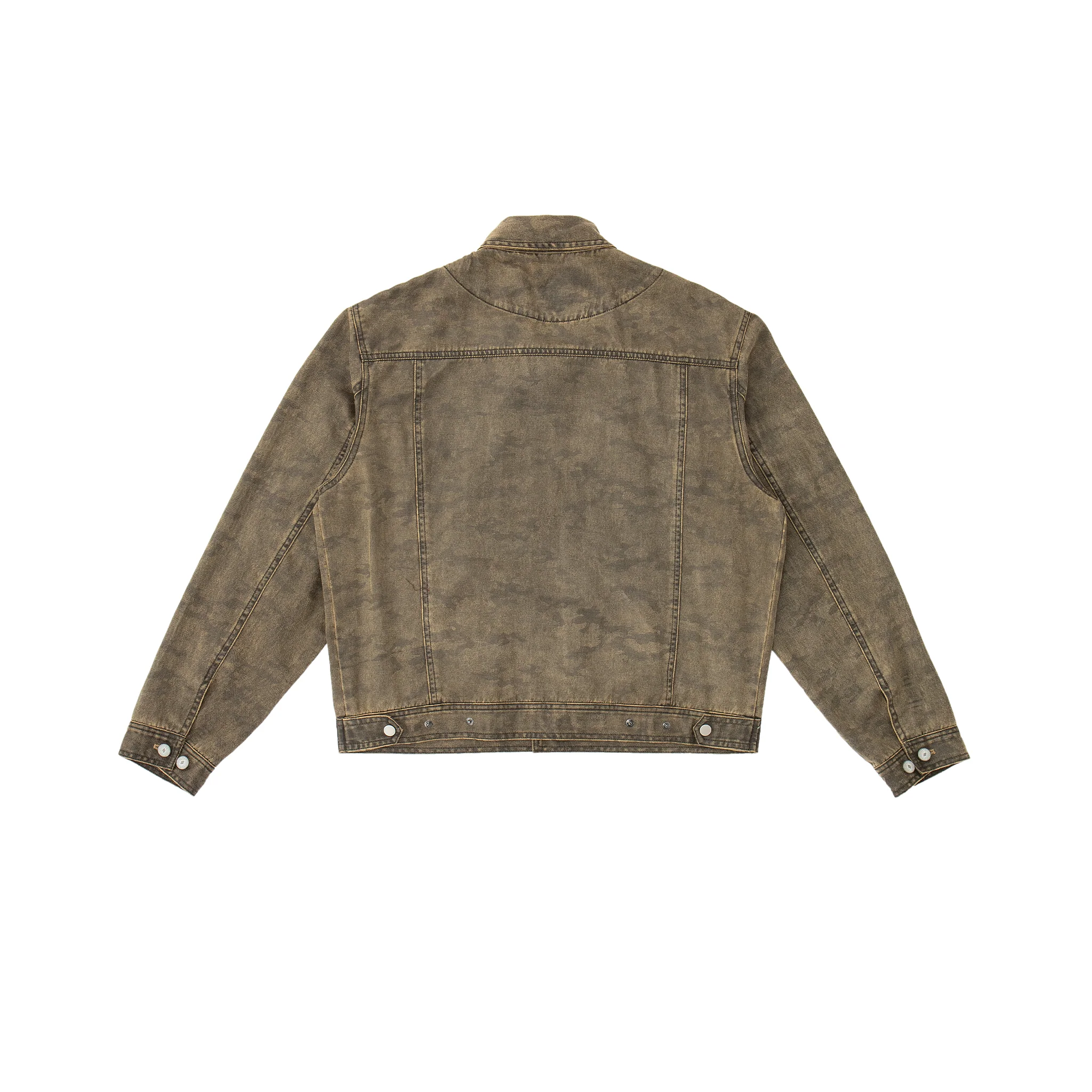 Kota Light Denim Motor Jacket – Subtle Washed Brown Camo - Image 10
