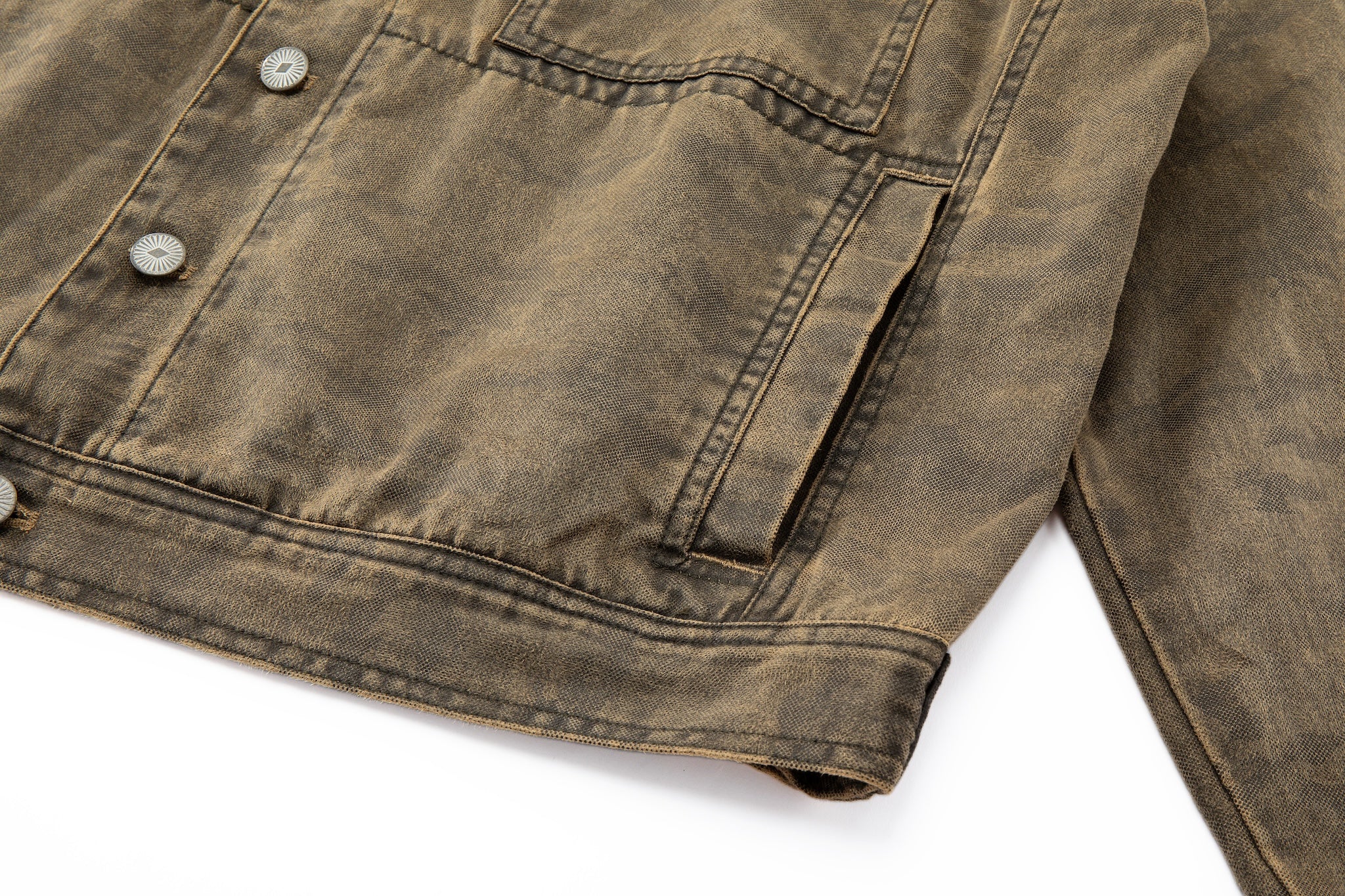 Kota Light Denim Motor Jacket – Subtle Washed Brown Camo - Image 13
