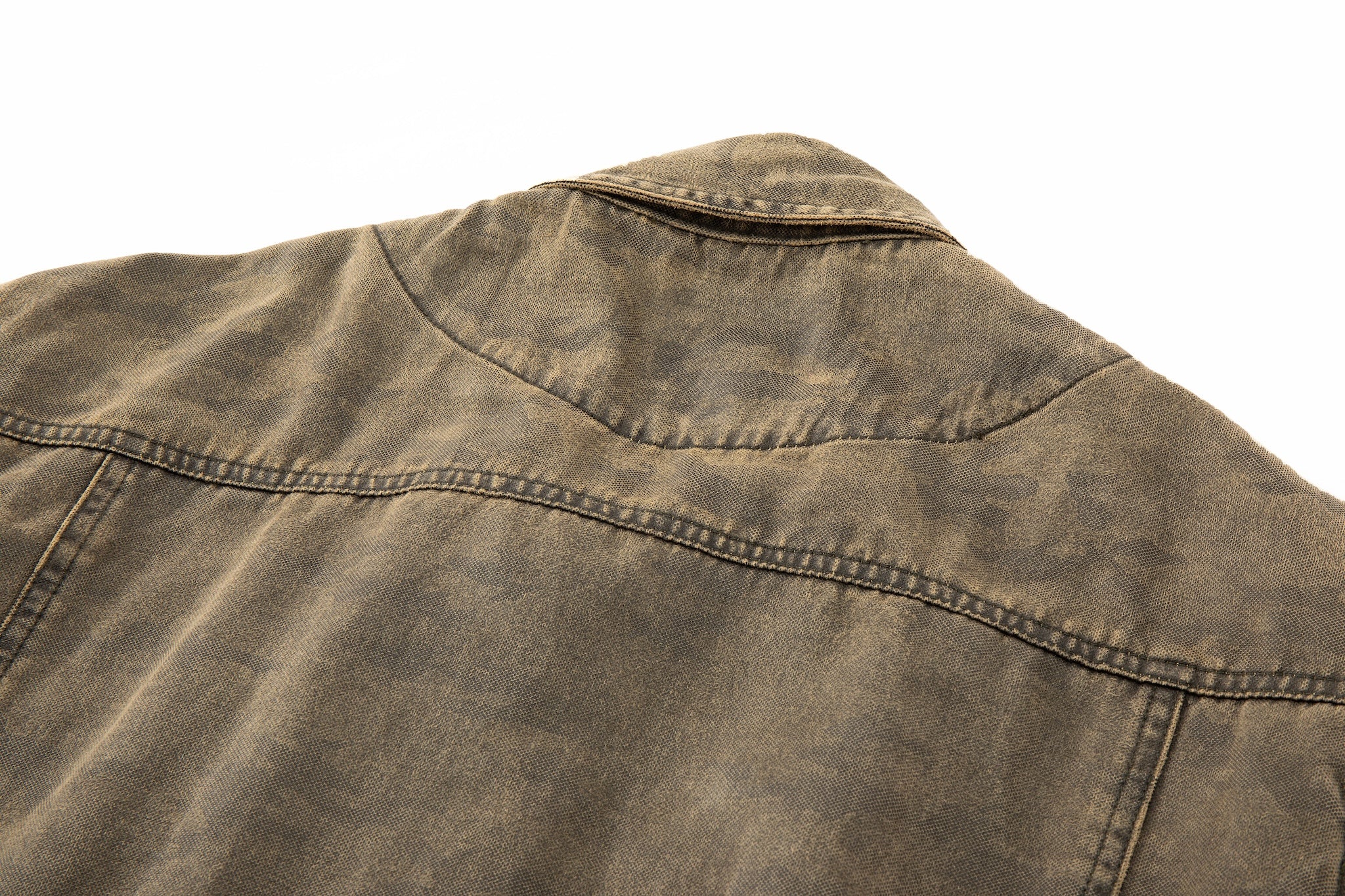 Kota Light Denim Motor Jacket – Subtle Washed Brown Camo - Image 15