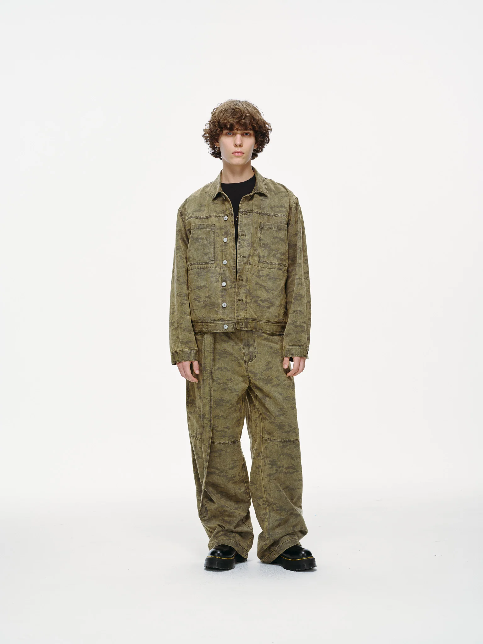 Kota Light Denim Motor Jacket – Subtle Washed Brown Camo - Image 3