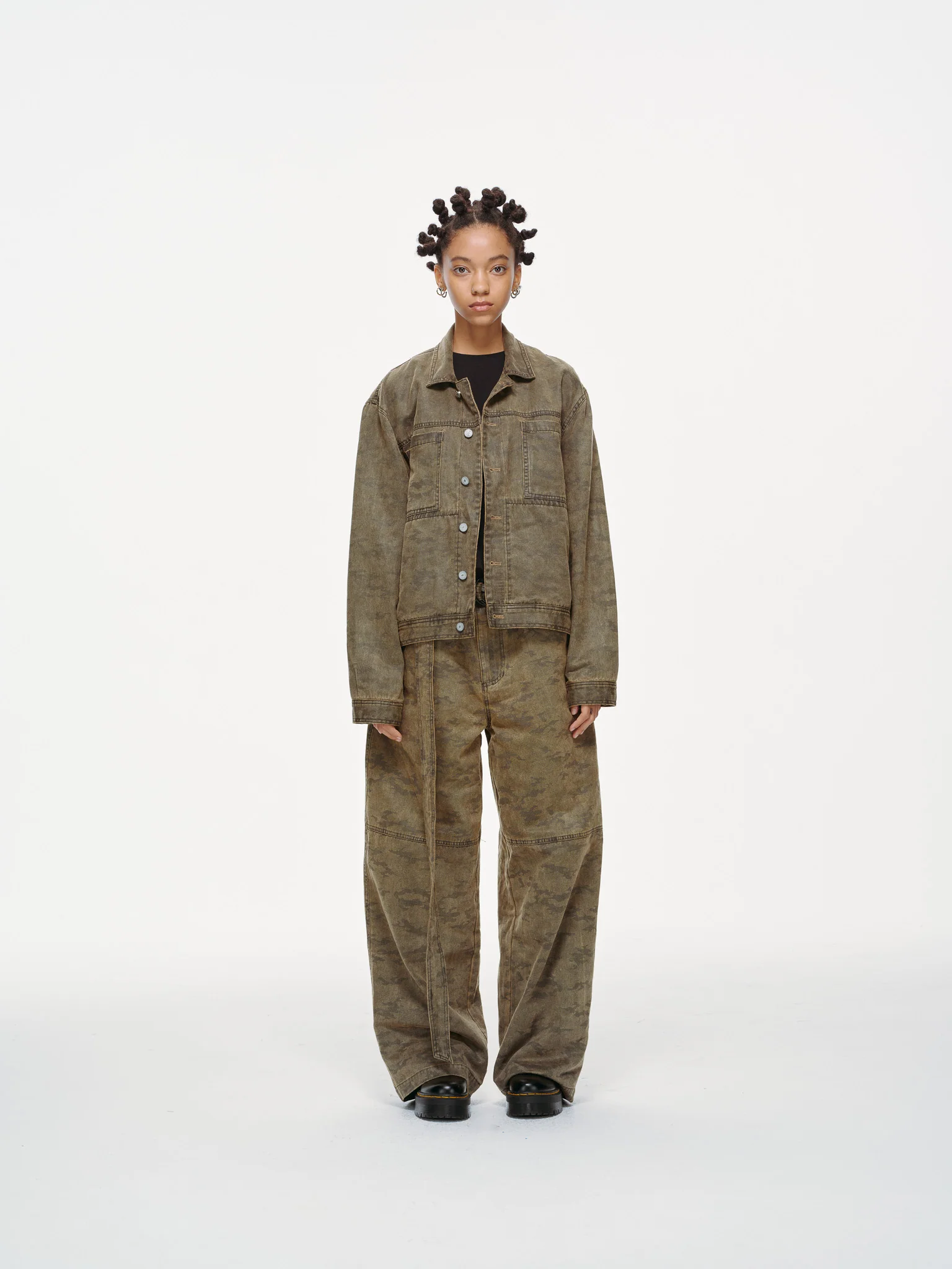 Kota Light Denim Motor Jacket – Subtle Washed Brown Camo - Image 4
