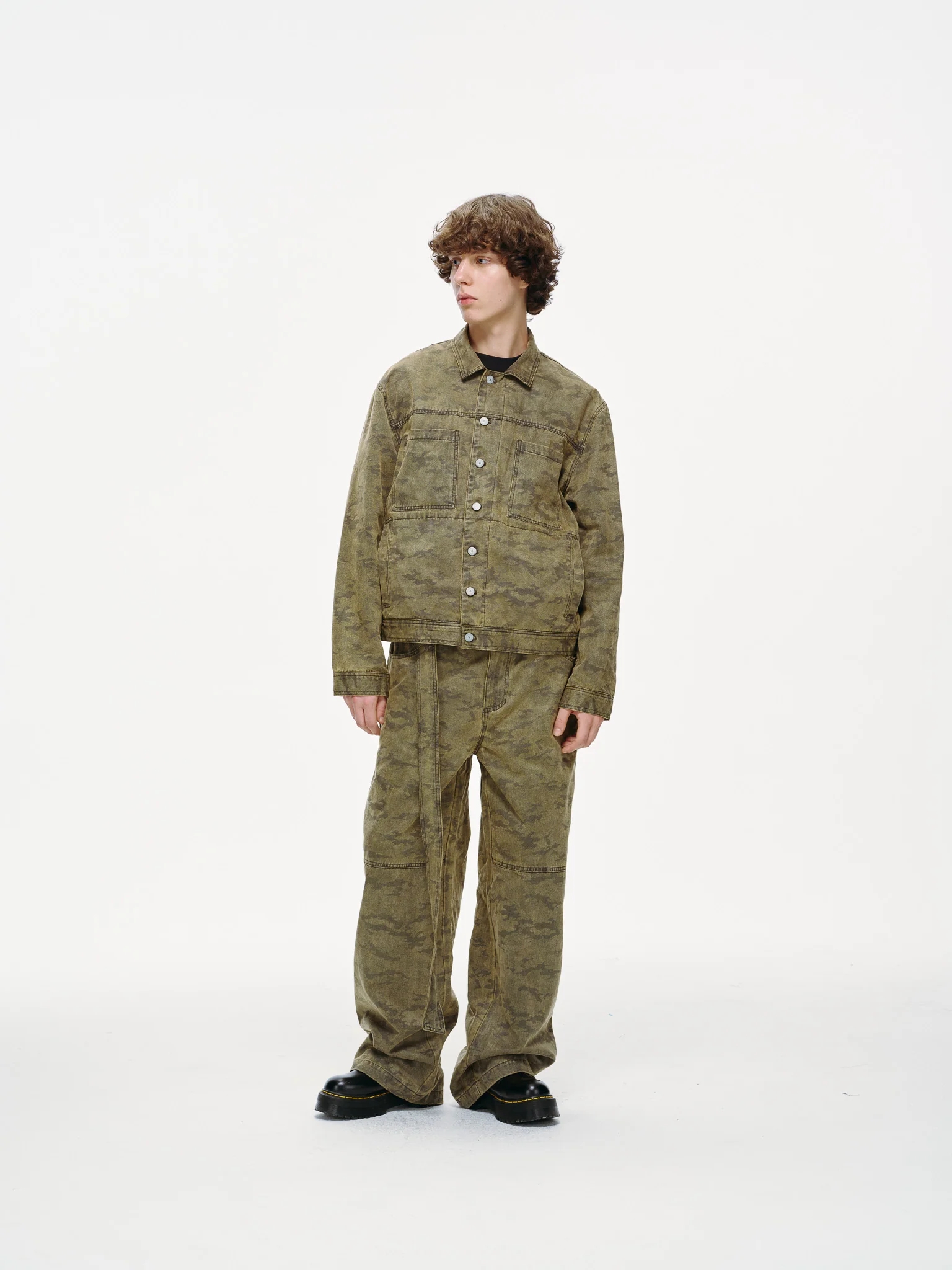 Kota Light Denim Motor Jacket – Subtle Washed Brown Camo - Image 6