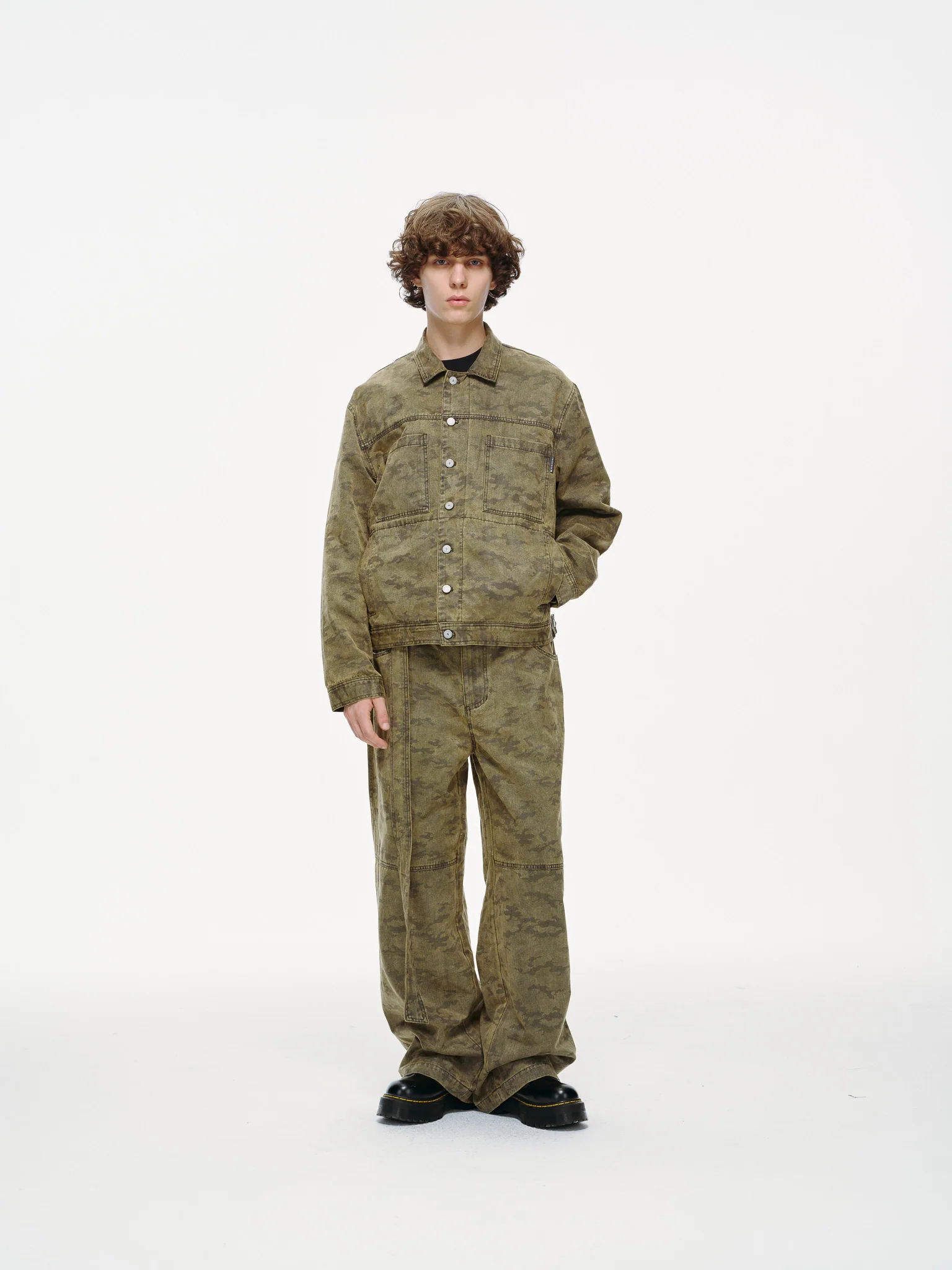 Kota Light Denim Motor Jacket – Subtle Washed Brown Camo - Image 7