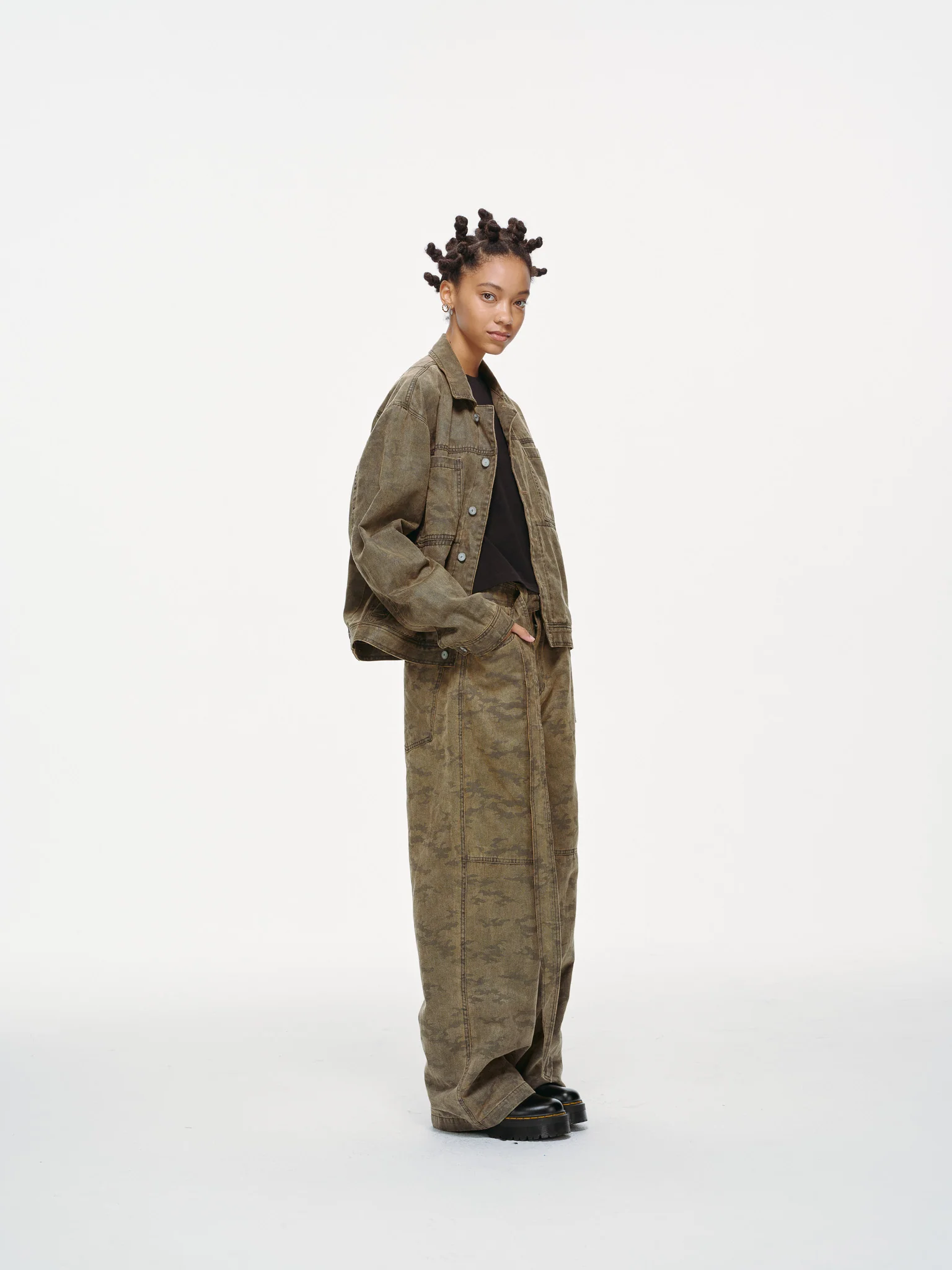 Kota Light Denim Motor Jacket – Subtle Washed Brown Camo - Image 8