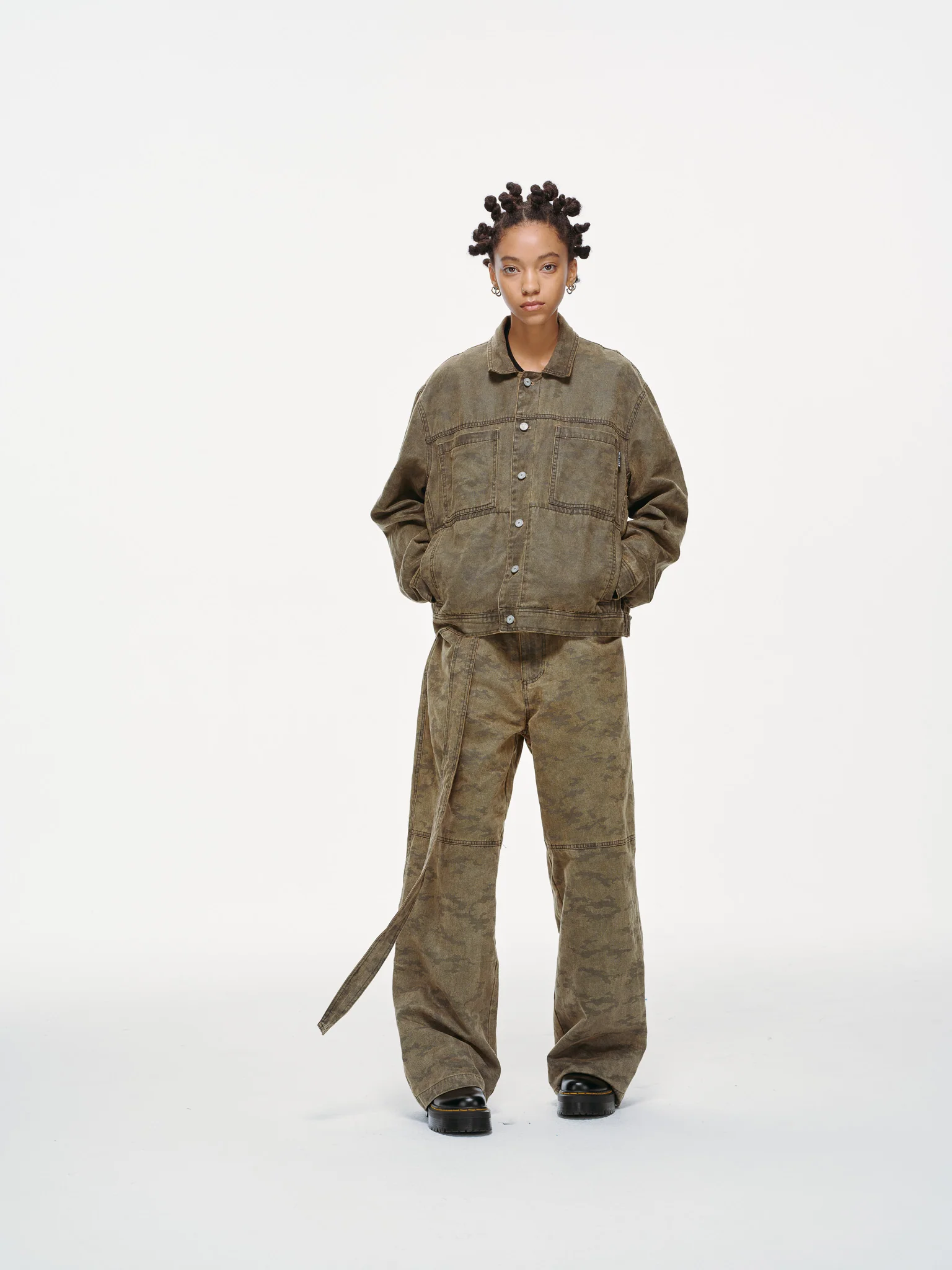 Kota Light Denim Motor Jacket – Subtle Washed Brown Camo - Image 9