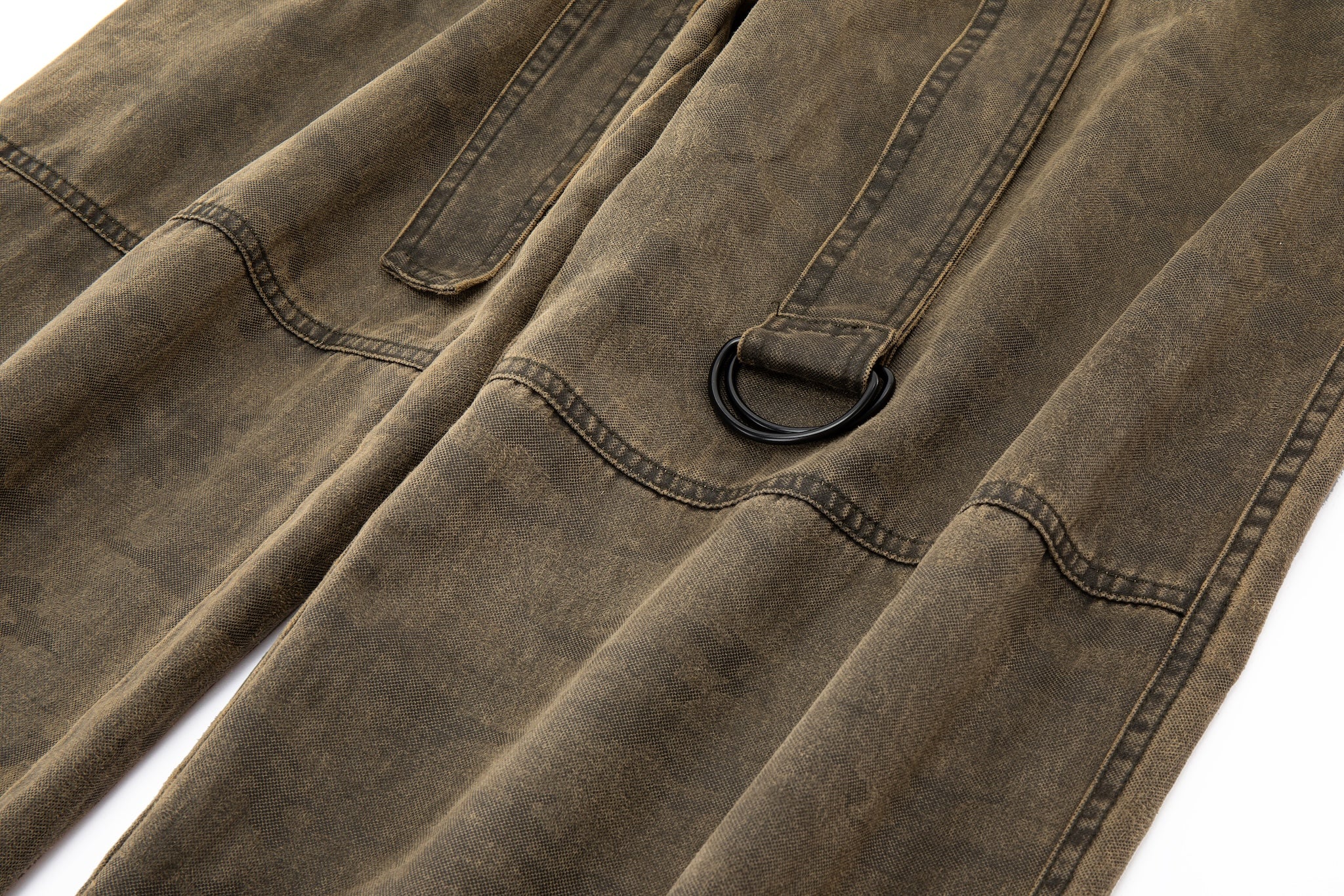 Kota Light Denim Sash Belt Pants – Subtle Washed Brown Camo - Image 10