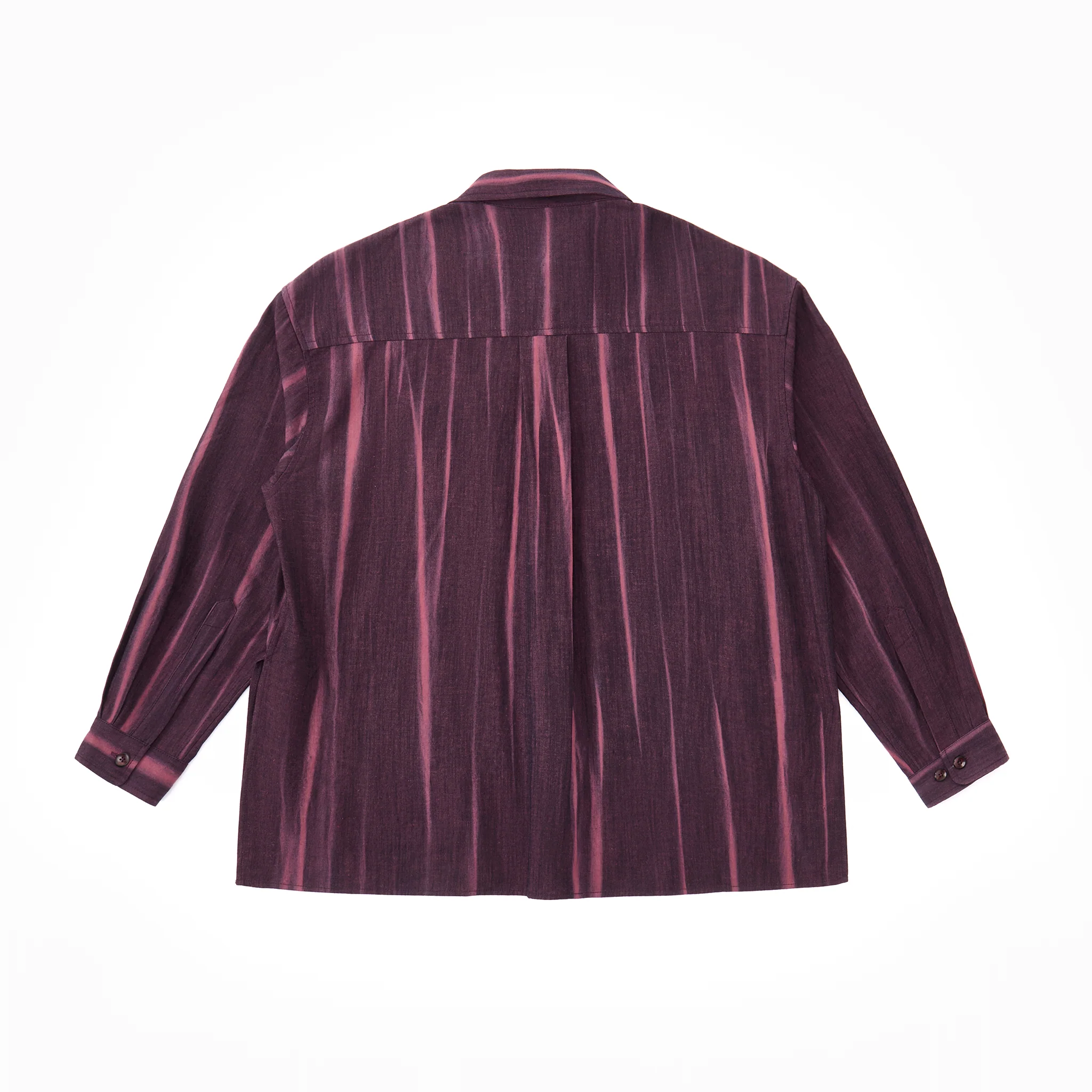 Vertical Stripe Button Up – Deep Burgundy & Rose, Relaxed Fit - Image 10