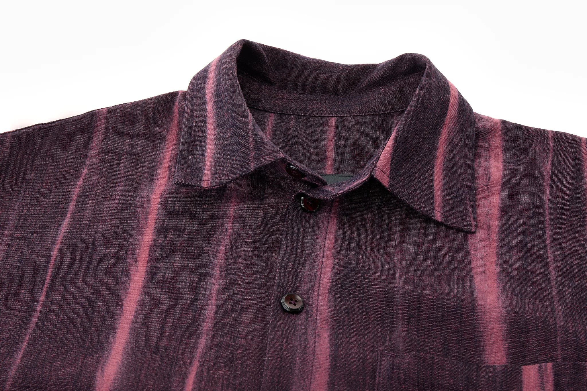 Vertical Stripe Button Up – Deep Burgundy & Rose, Relaxed Fit - Image 11