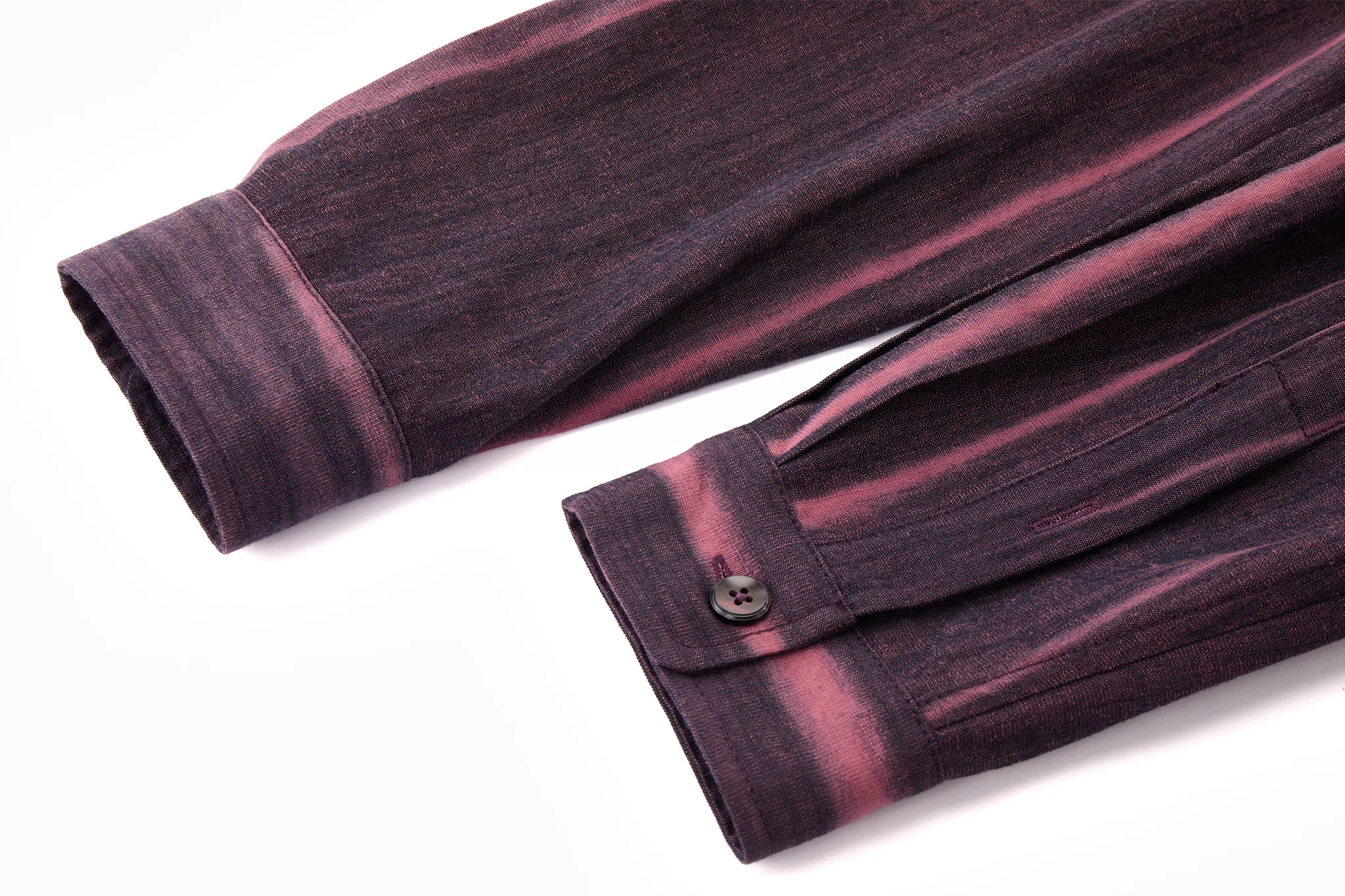 Vertical Stripe Button Up – Deep Burgundy & Rose, Relaxed Fit - Image 12