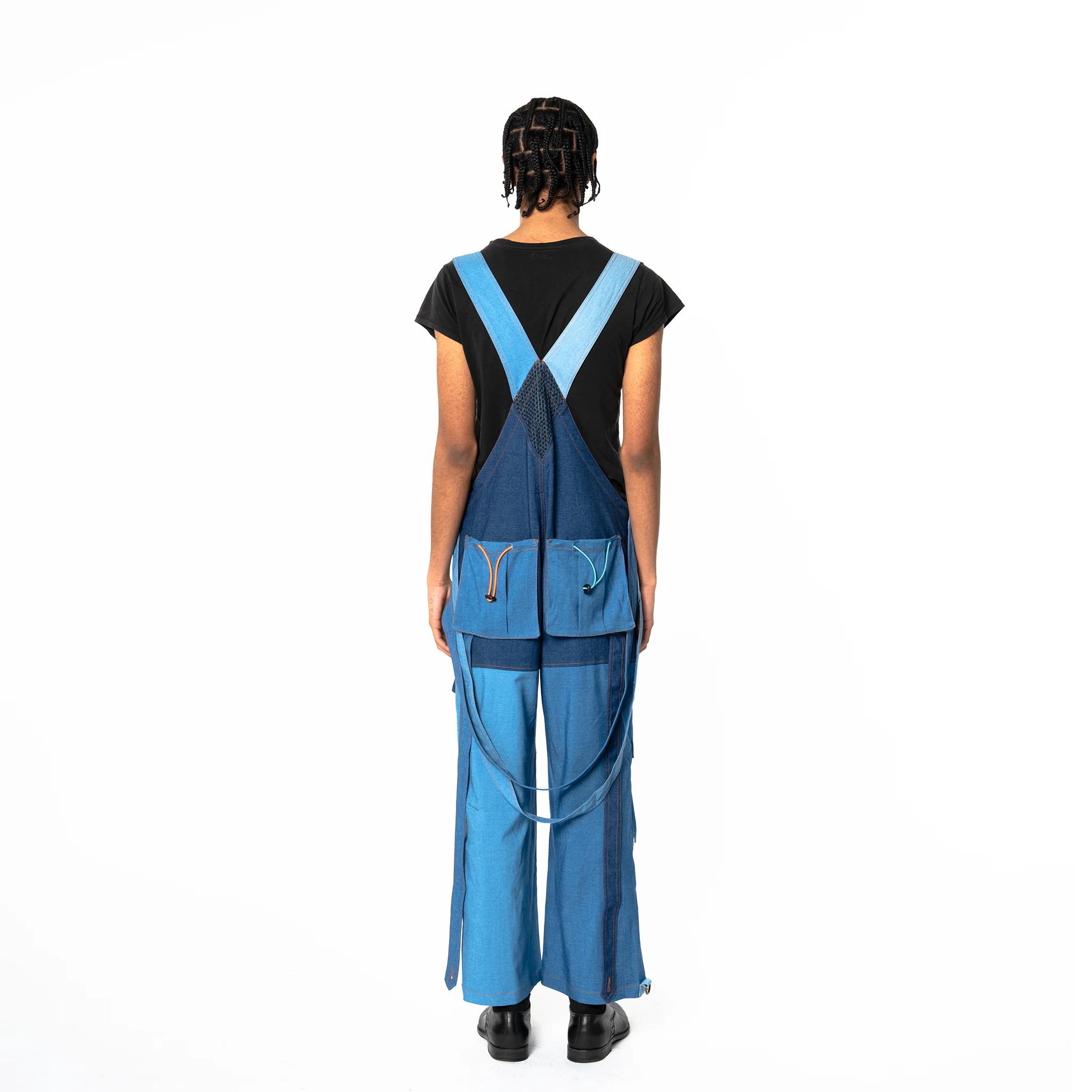 Loose Strap Overalls - Blue Colorblock - Image 15