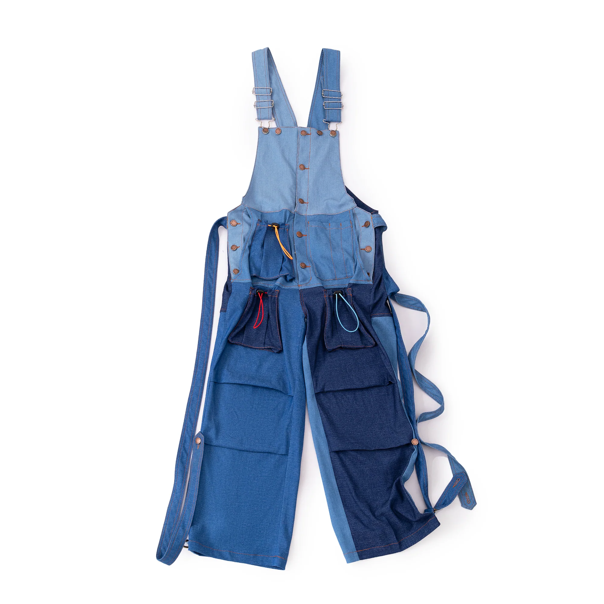 Loose Strap Overalls - Blue Colorblock - Image 3