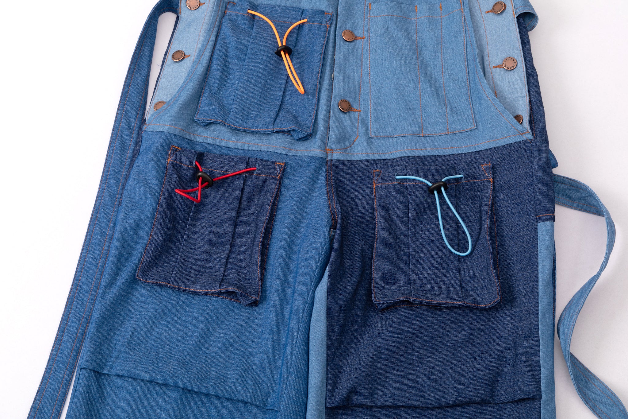 Loose Strap Overalls - Blue Colorblock - Image 5