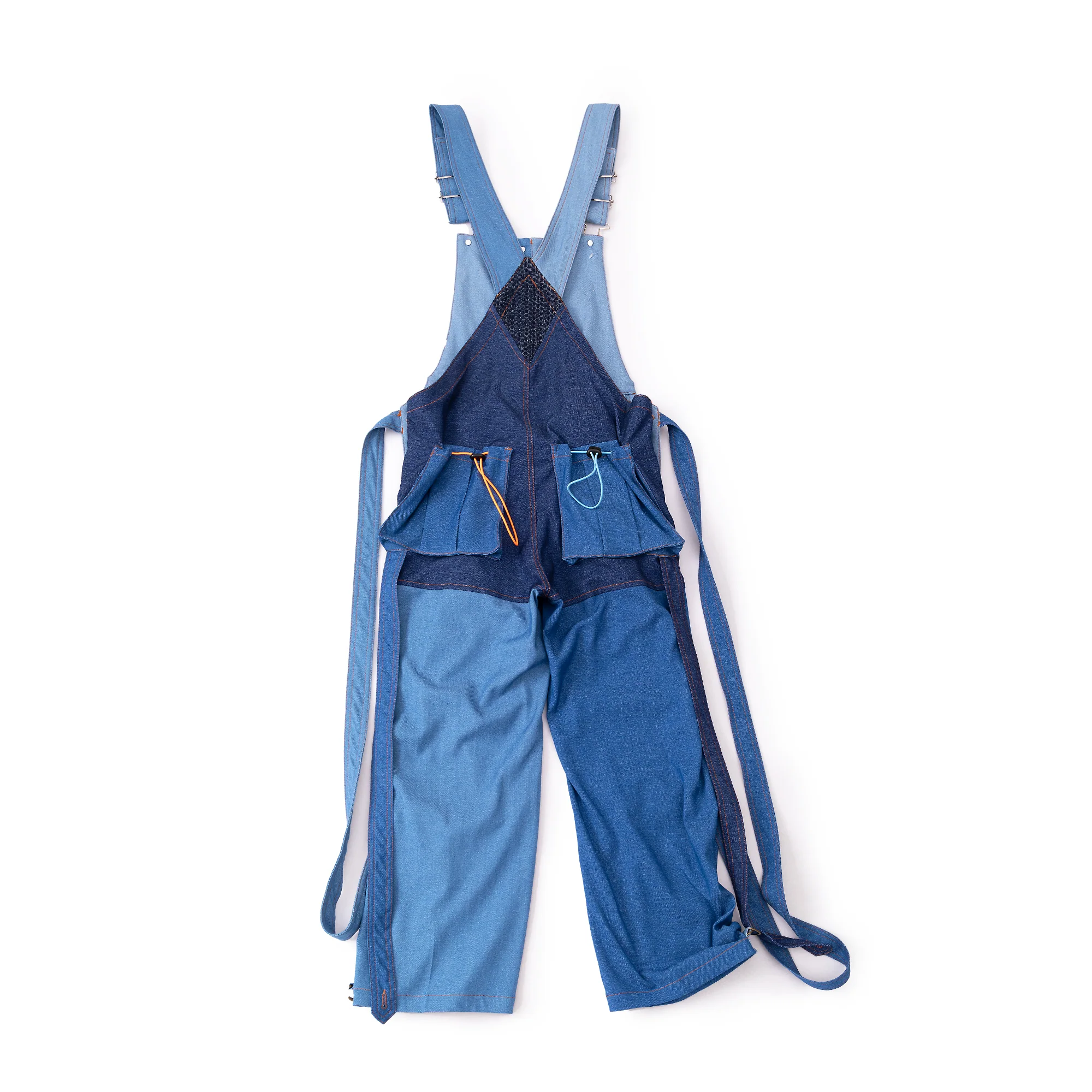 Loose Strap Overalls - Blue Colorblock - Image 9