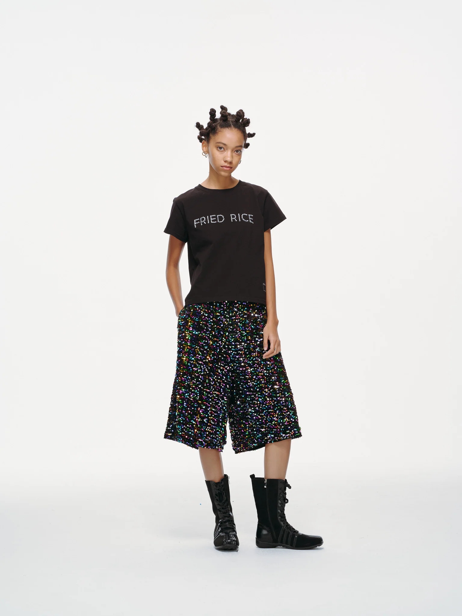 Midnight Spectrum Sequin Long Shorts - Image 17