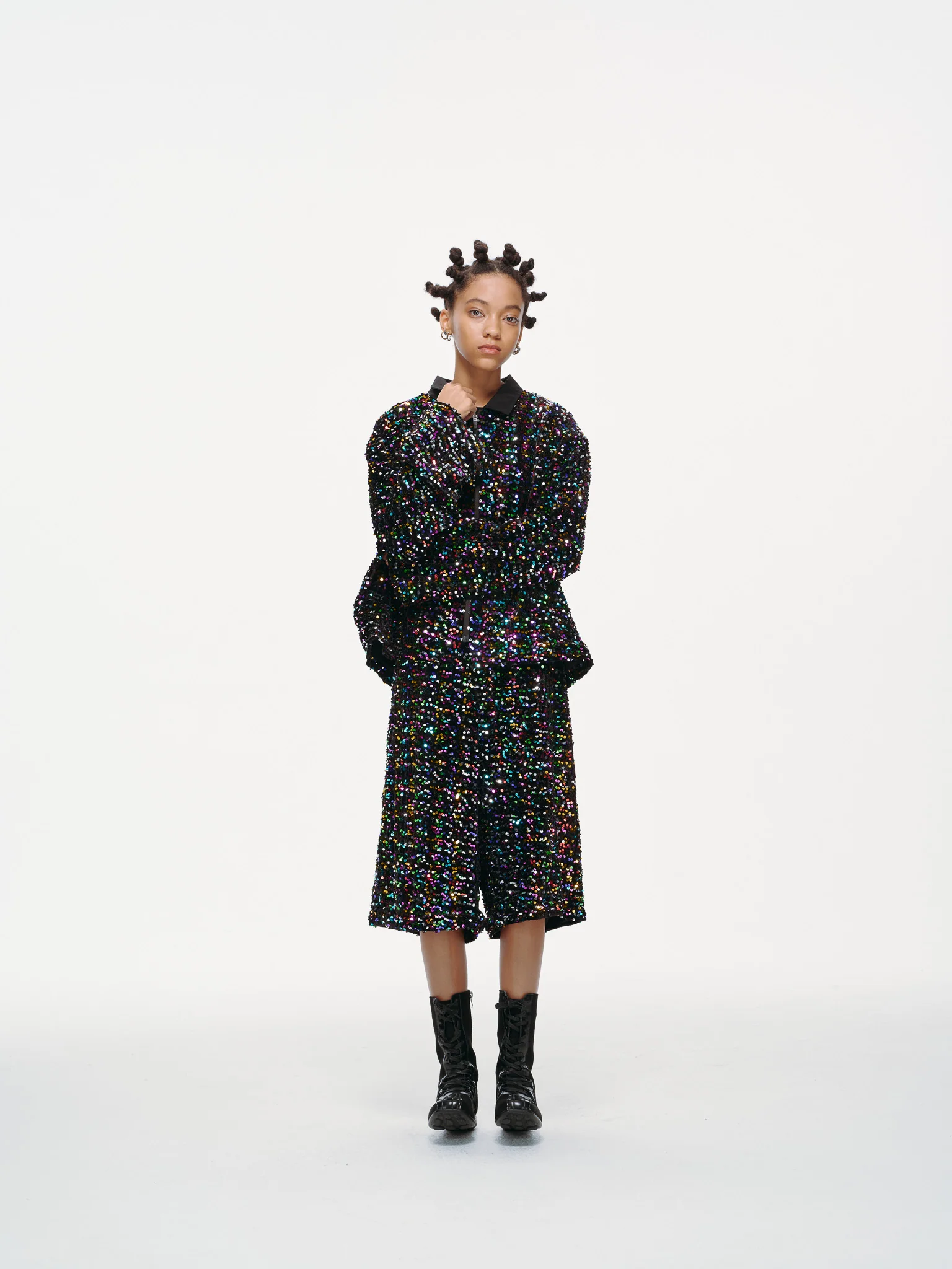 Midnight Spectrum Sequin Long Shorts - Image 18