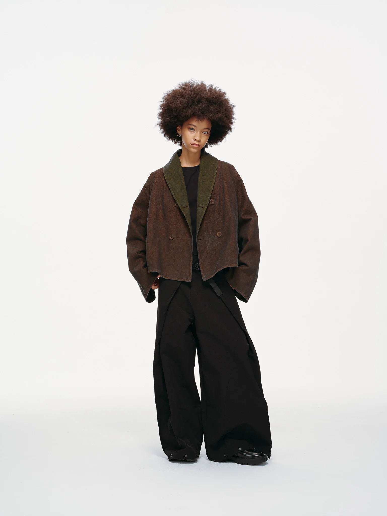 Reversible Dolman Coat – Olive & Brown - Image 12