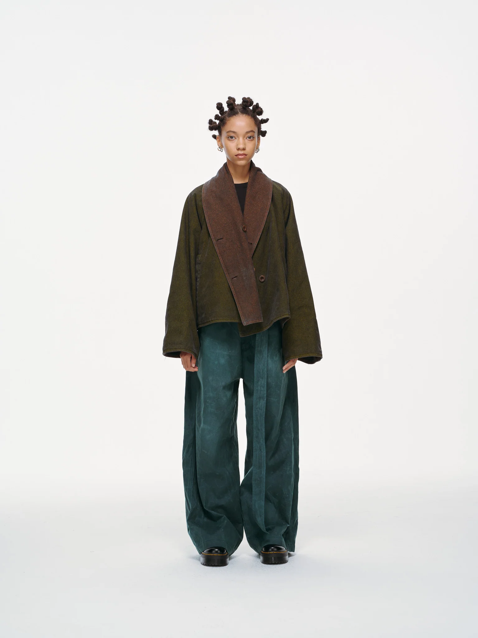 Reversible Dolman Coat – Olive & Brown - Image 14