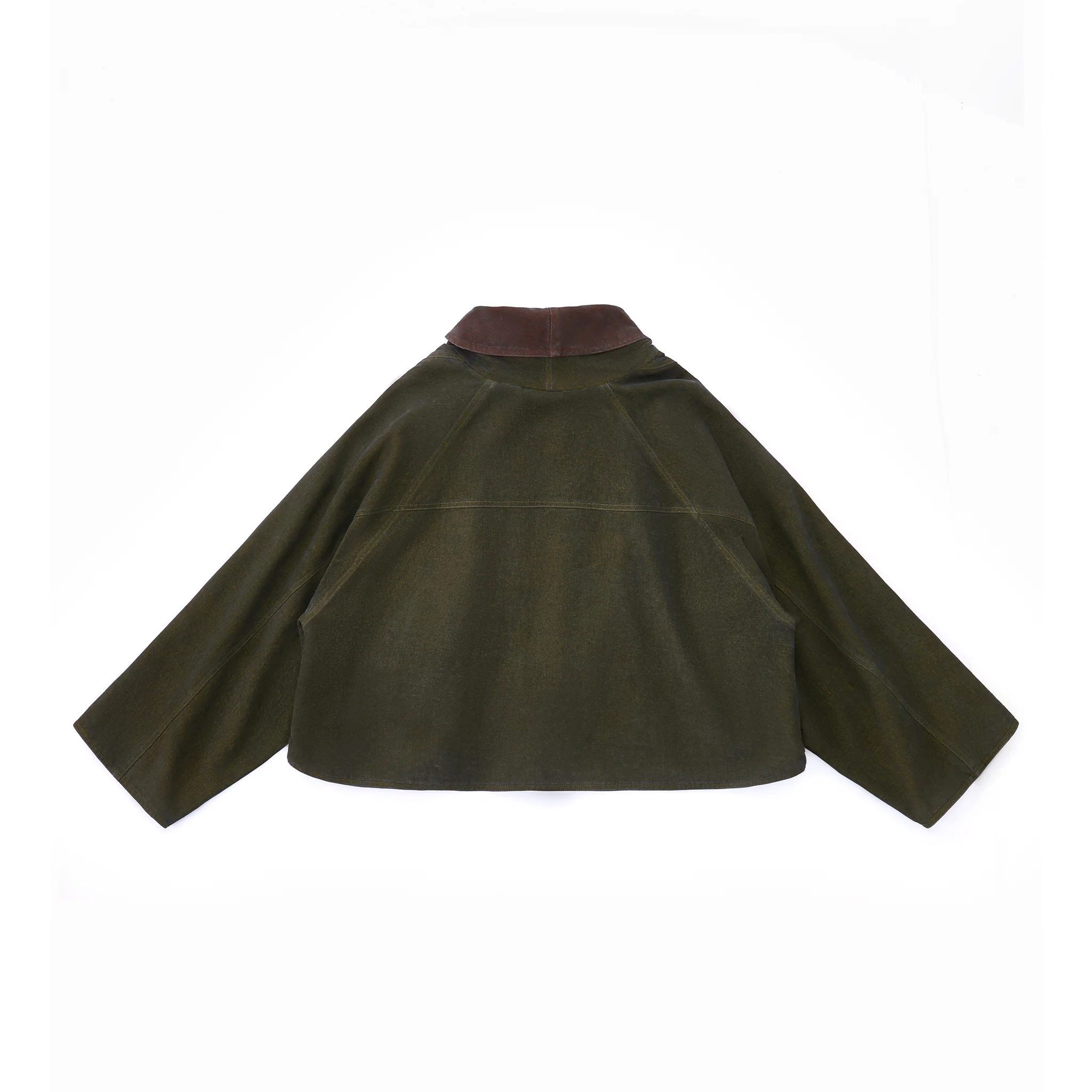 Reversible Dolman Coat – Olive & Brown - Image 16