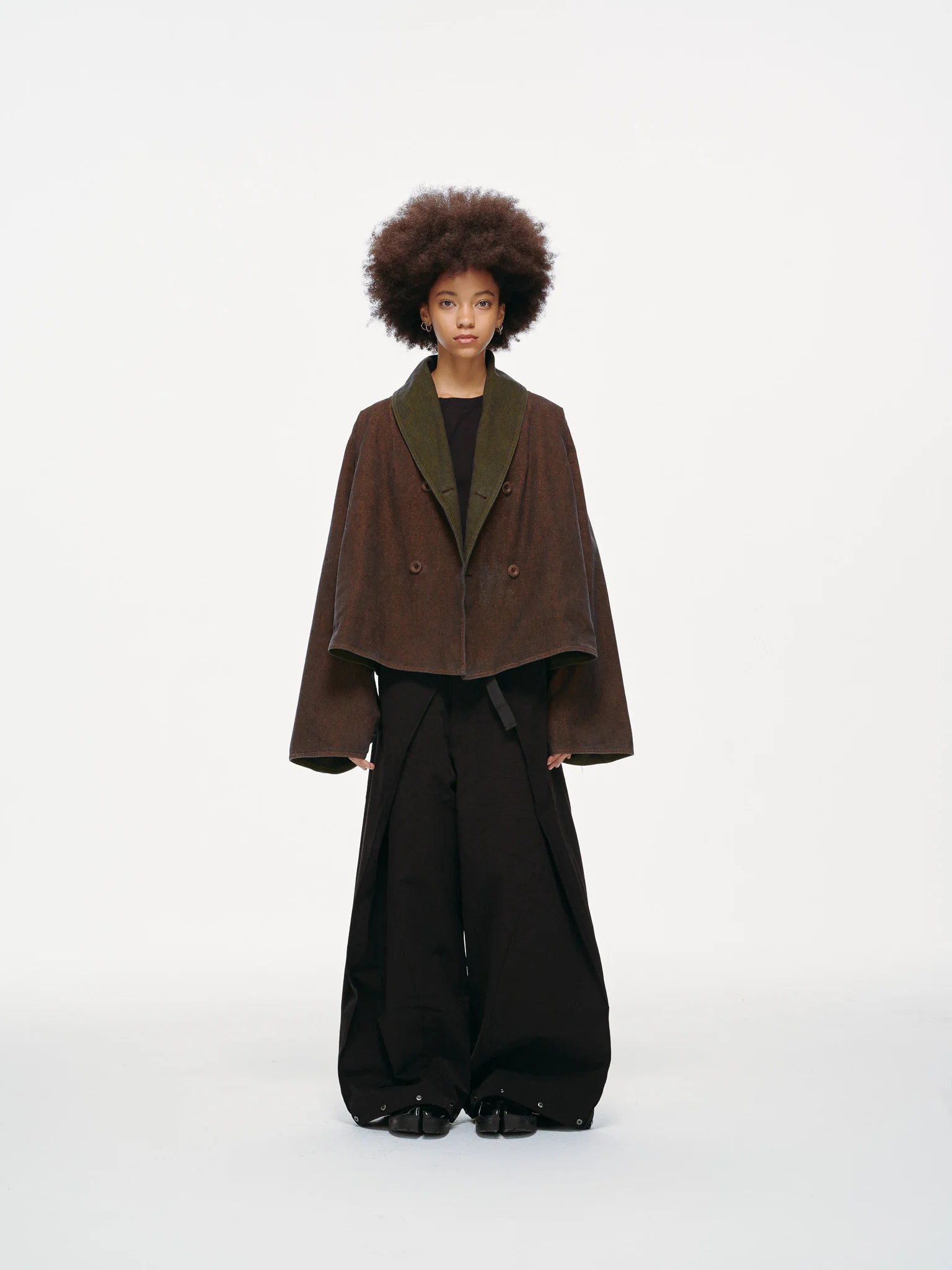 Reversible Dolman Coat – Olive & Brown - Image 3