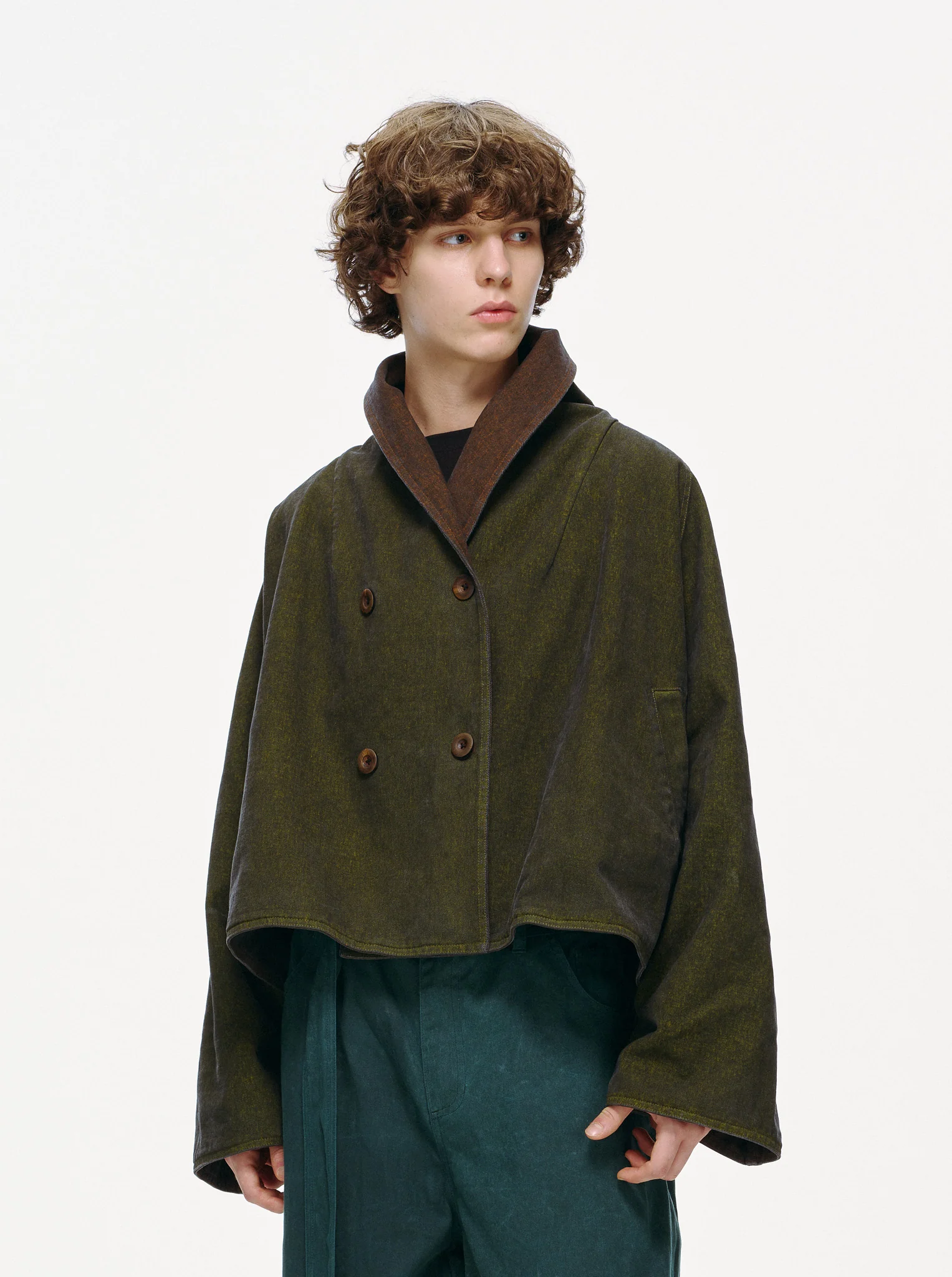 Reversible Dolman Coat – Olive & Brown - Image 5