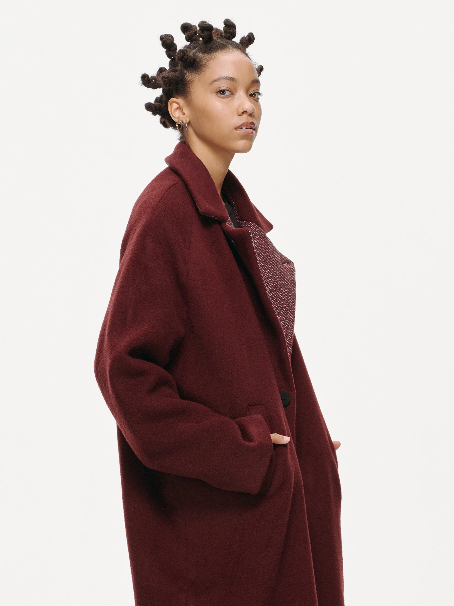 Mulberry Long Coat - Oxblood - Image 13