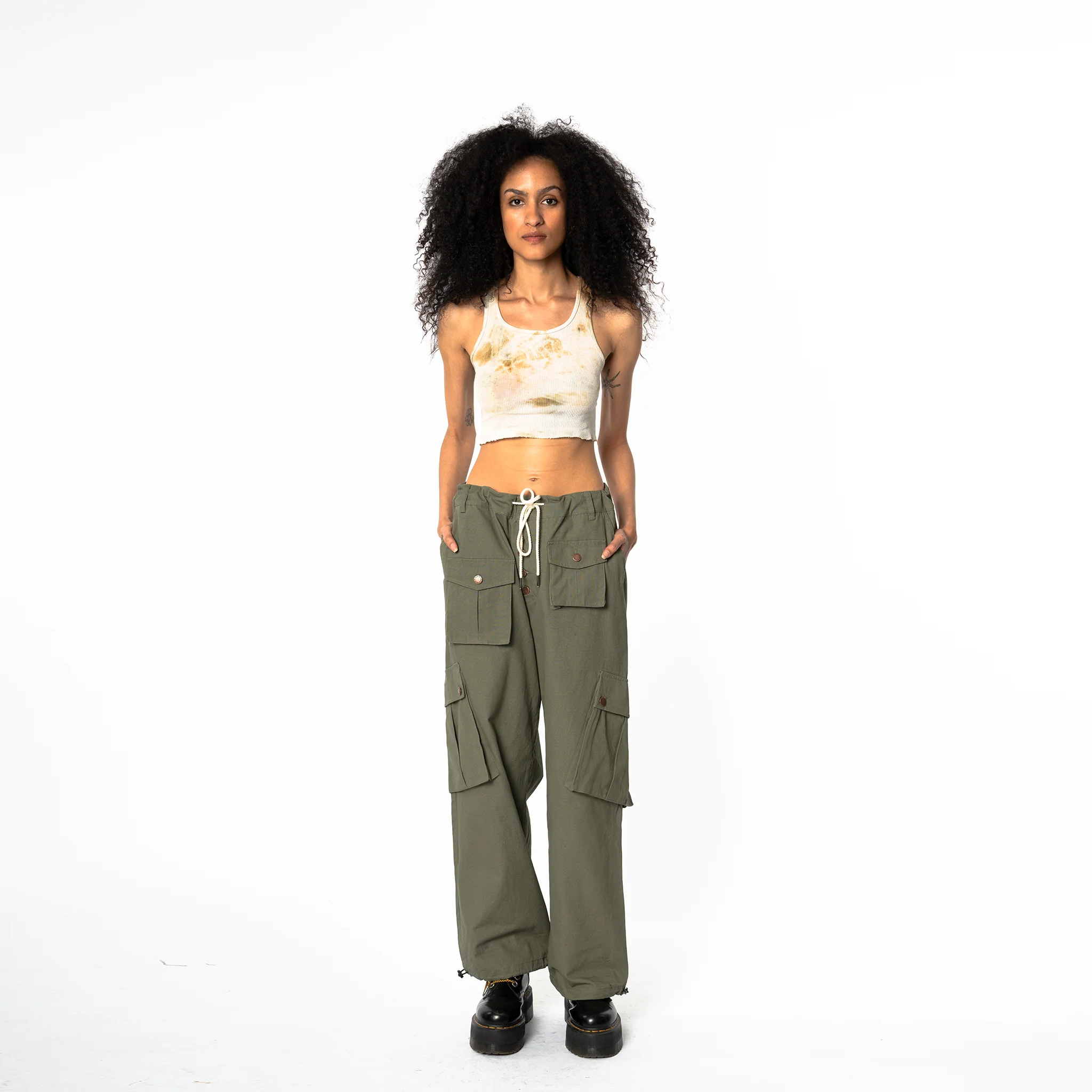 Cargo Pants - Calf Pockets - Olive Green - Image 12