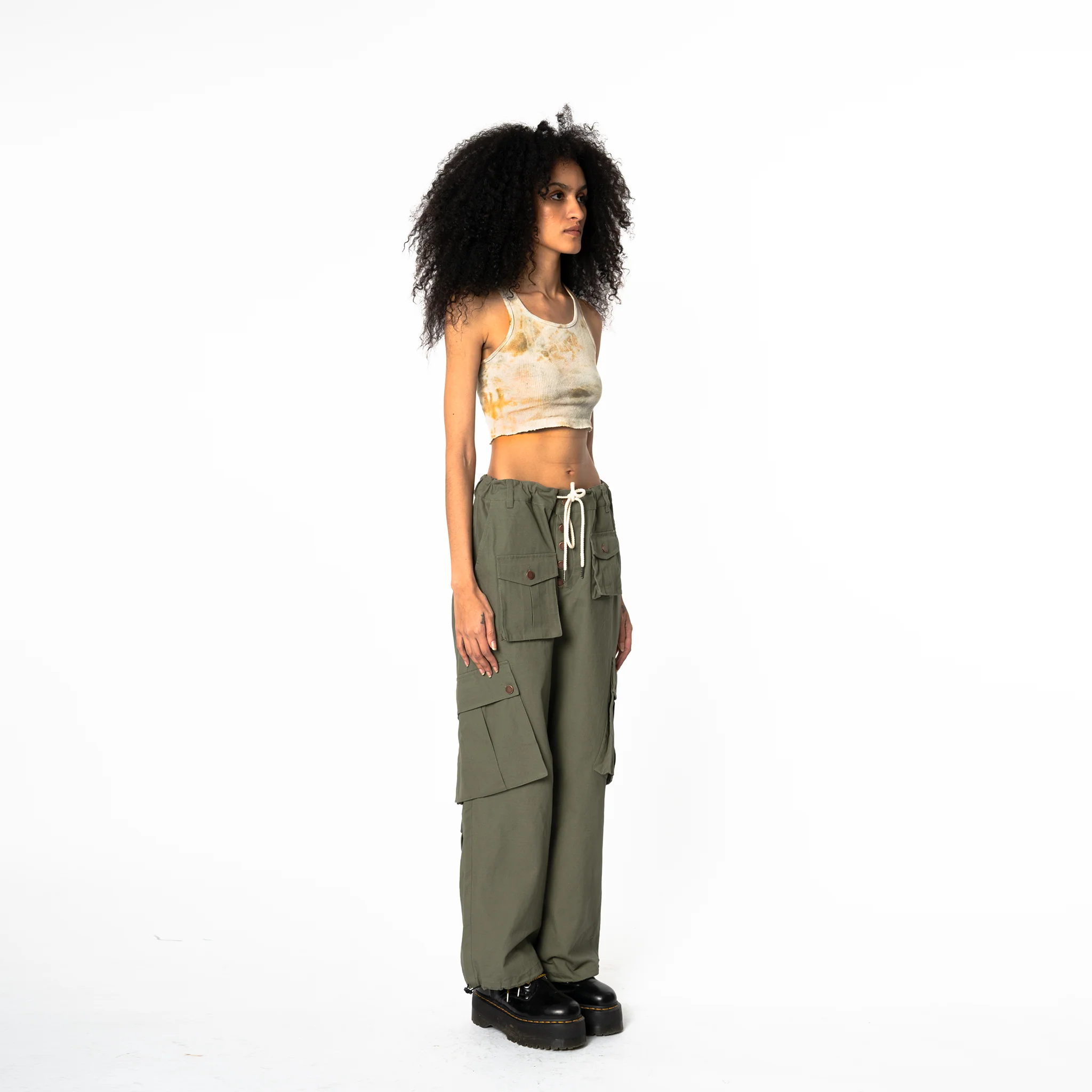 Cargo Pants - Calf Pockets - Olive Green - Image 5