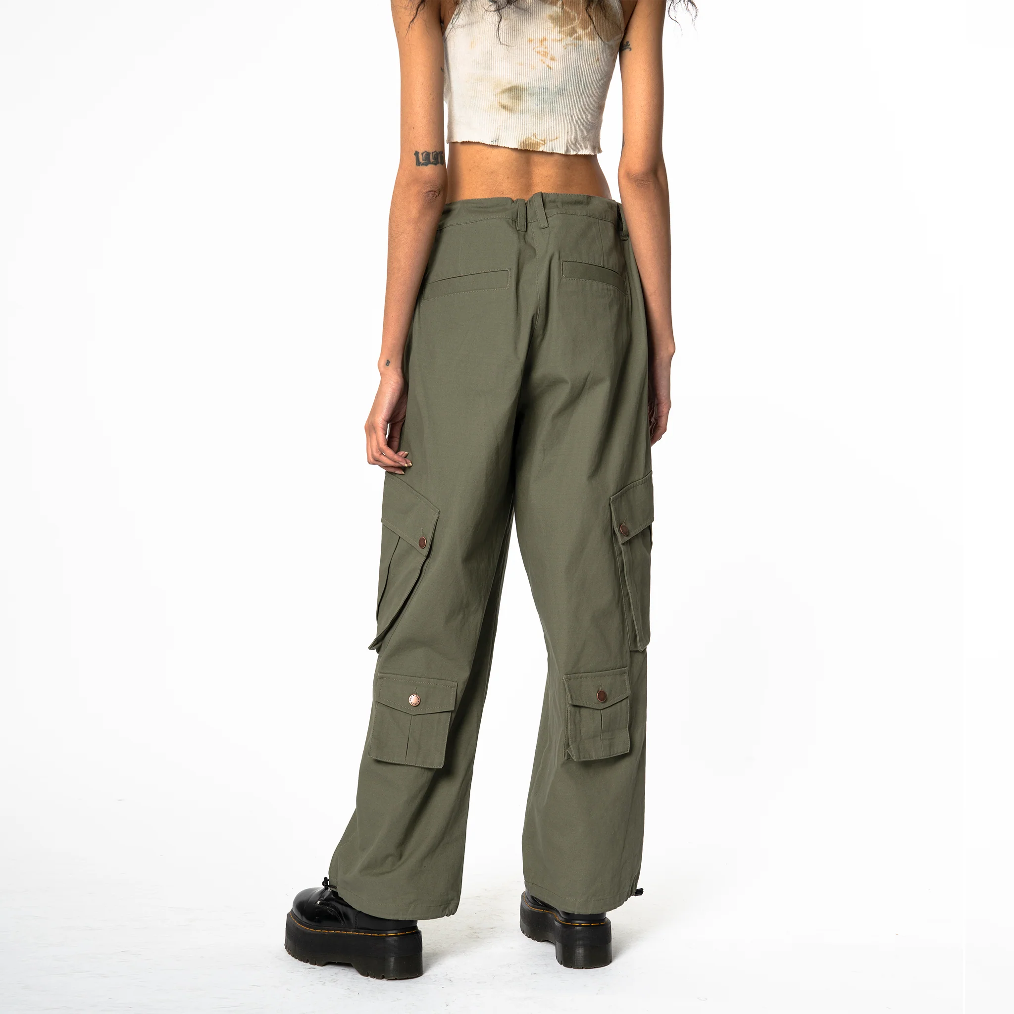 Cargo Pants - Calf Pockets - Olive Green - Image 7