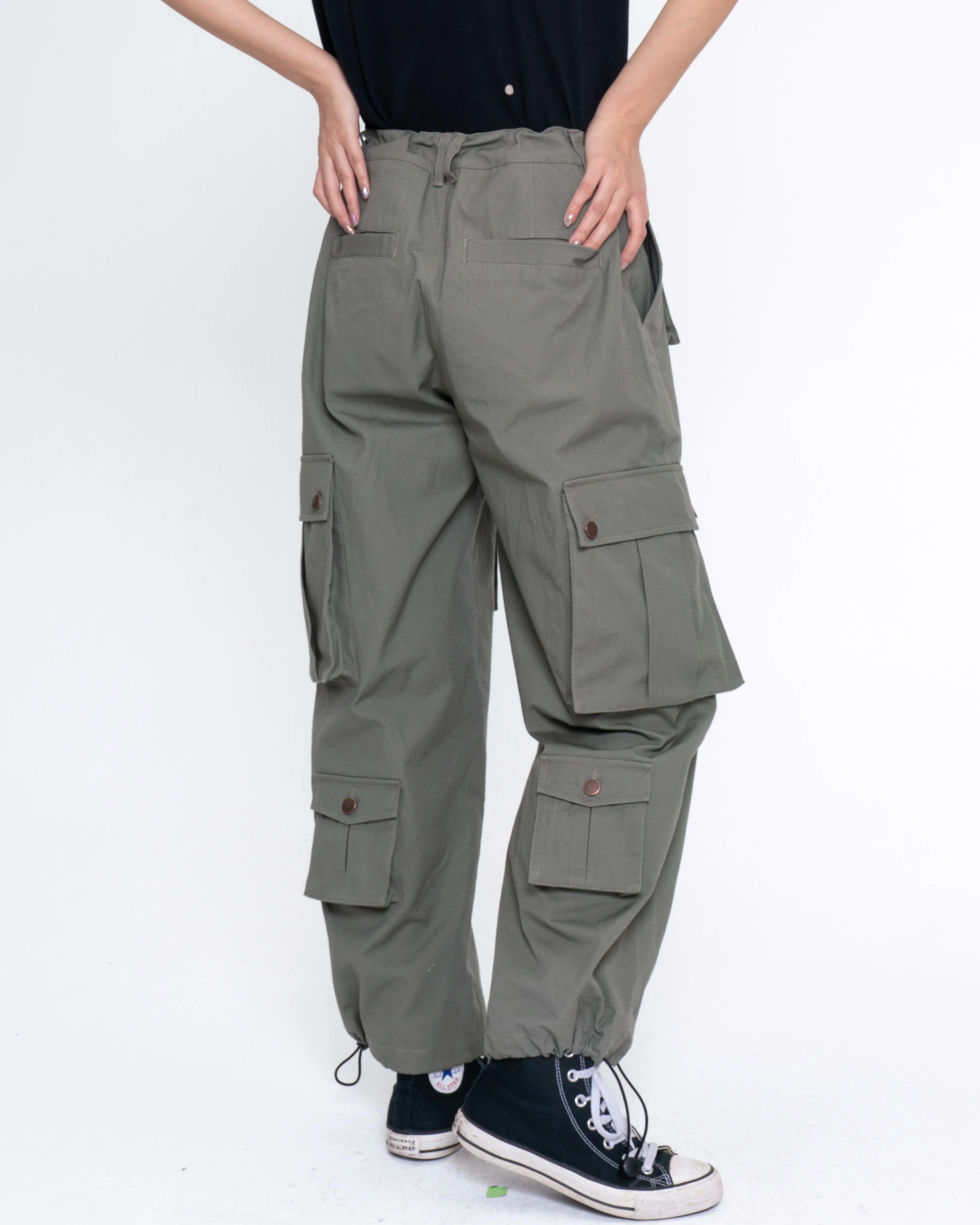 Cargo Pants - Calf Pockets - Olive Green - Image 8