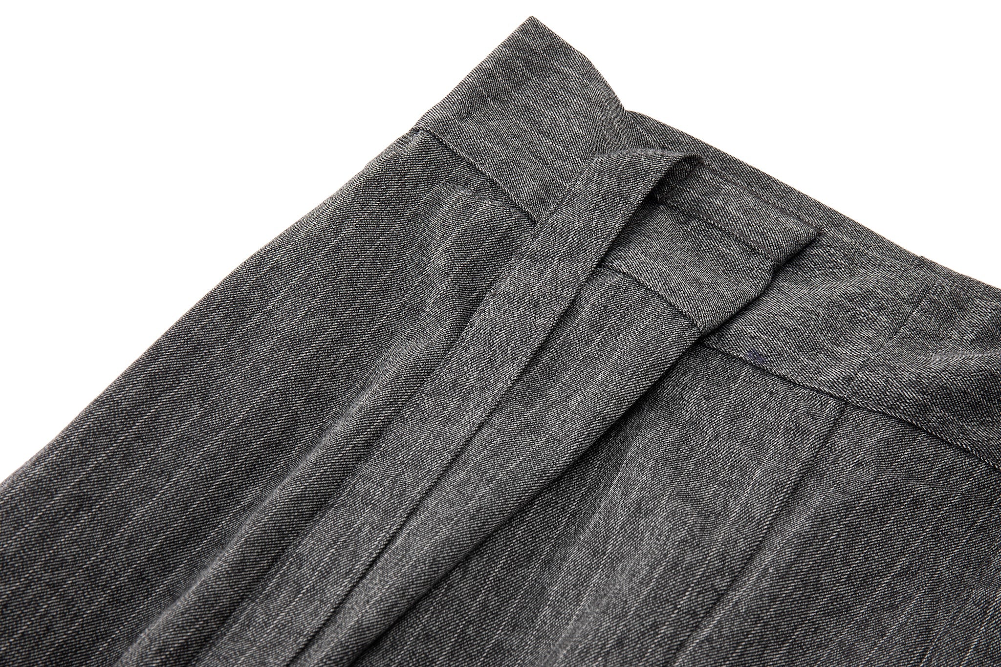 Noa Wrap-Front Pleated Pants – Wrap Around Sash Belt, Grey Pinstripe - Image 11