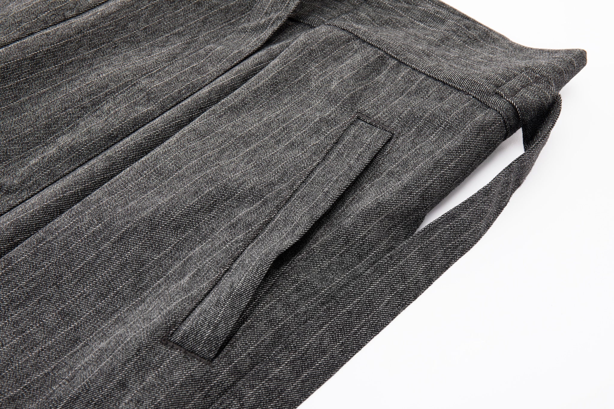 Noa Wrap-Front Pleated Pants – Wrap Around Sash Belt, Grey Pinstripe - Image 12