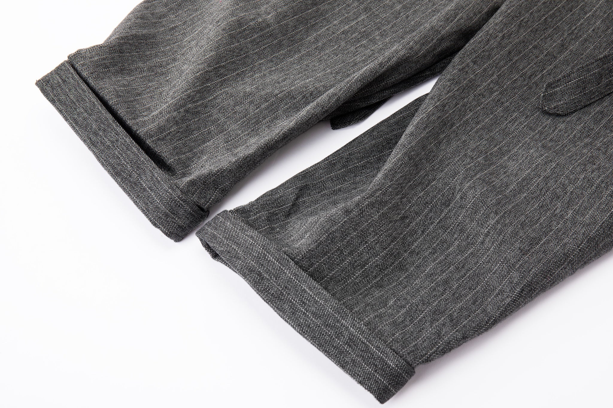 Noa Wrap-Front Pleated Pants – Wrap Around Sash Belt, Grey Pinstripe - Image 16