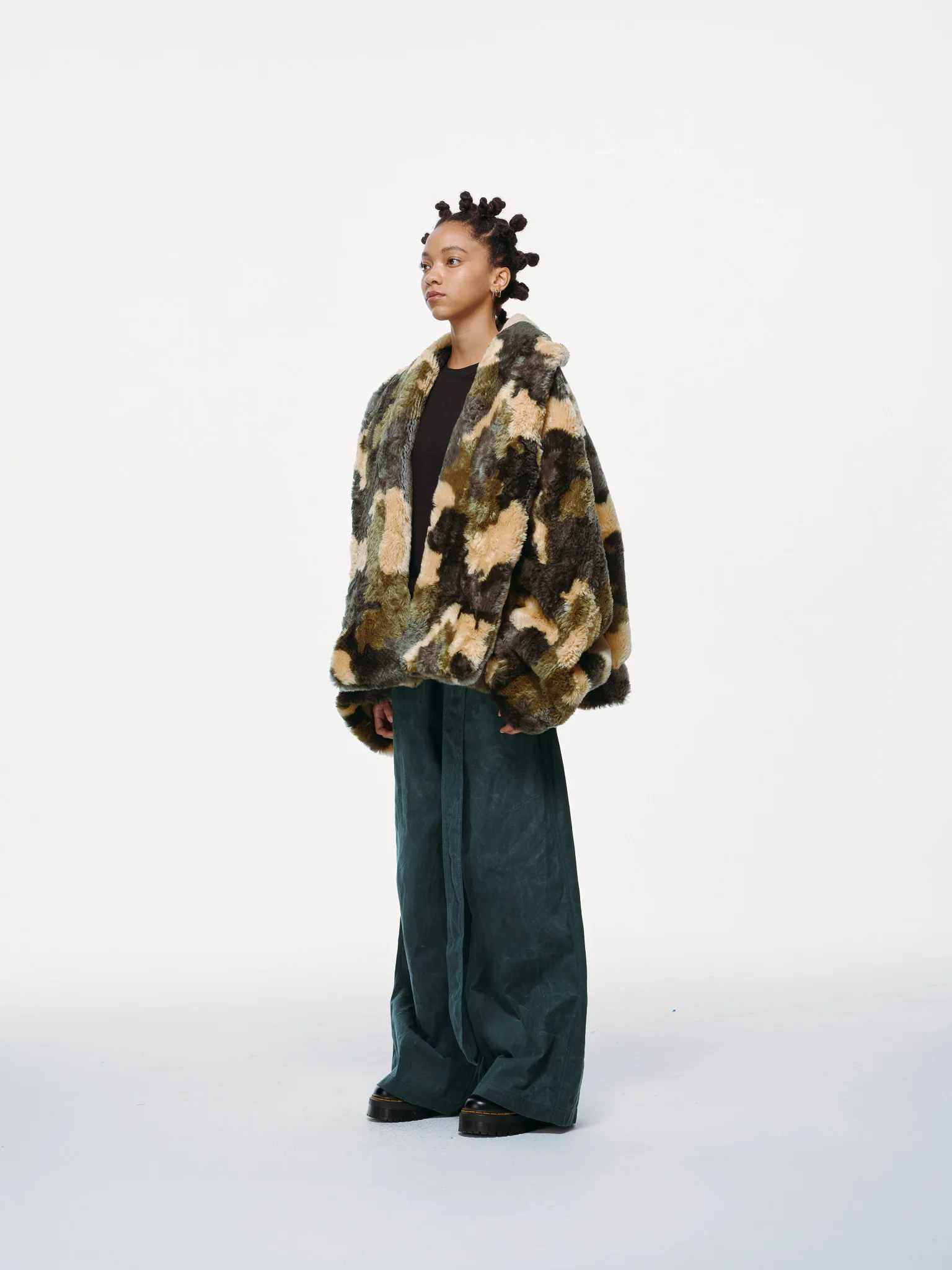 Plush Pop Cropped Faux Fur - Forest Camo - Image 10