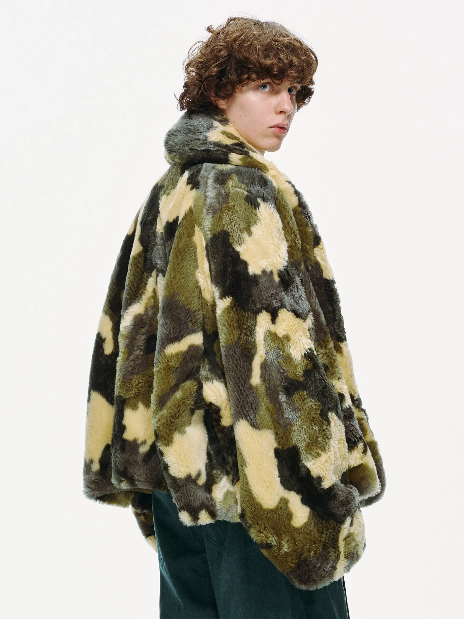 Plush Pop Cropped Faux Fur - Forest Camo - Image 11