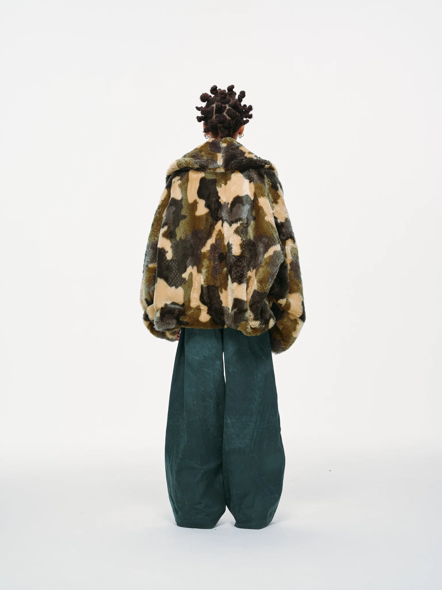 Plush Pop Cropped Faux Fur - Forest Camo - Image 13