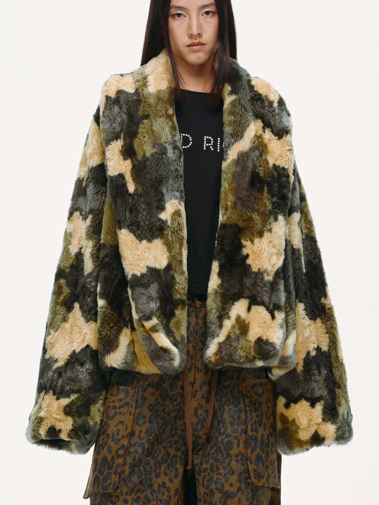Plush Pop Cropped Faux Fur - Forest Camo - Image 19