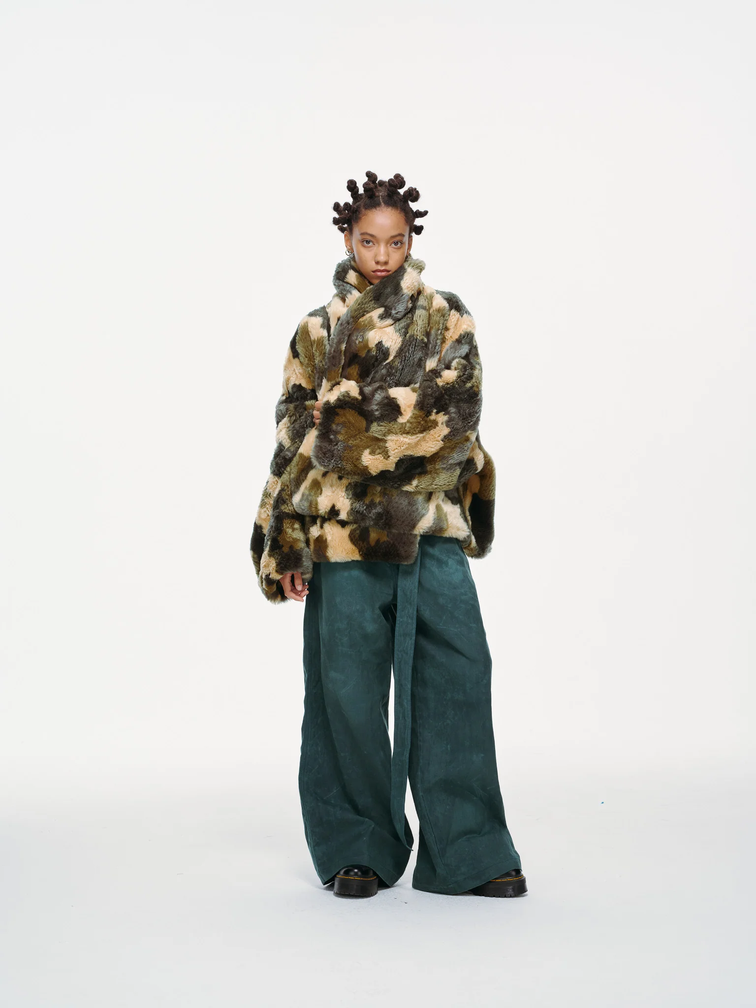 Plush Pop Cropped Faux Fur - Forest Camo - Image 4