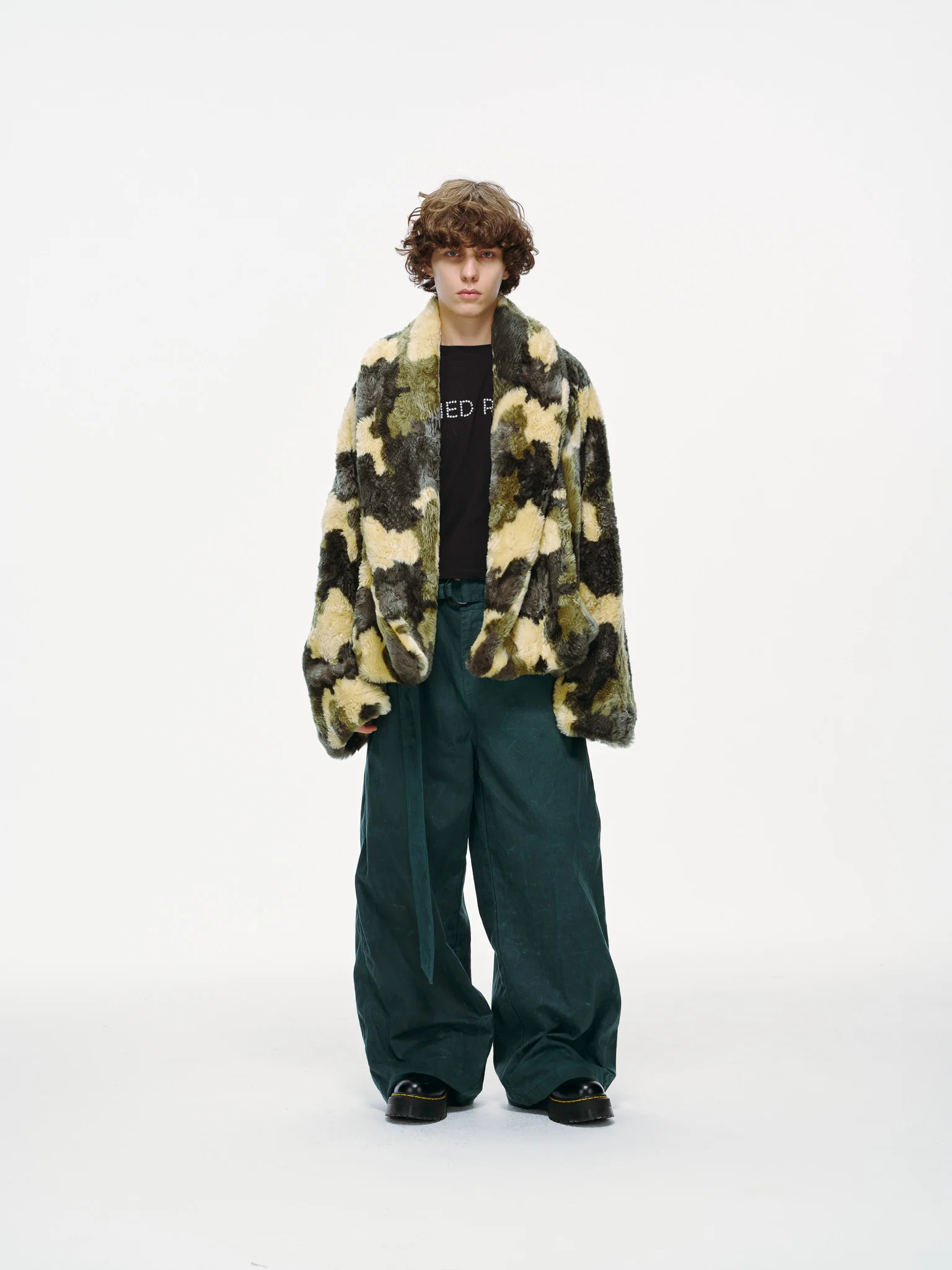 Plush Pop Cropped Faux Fur - Forest Camo - Image 5