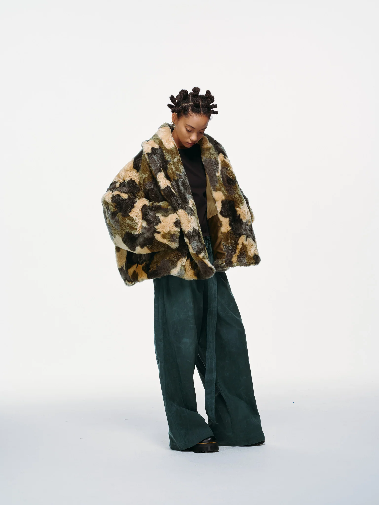 Plush Pop Cropped Faux Fur - Forest Camo - Image 6